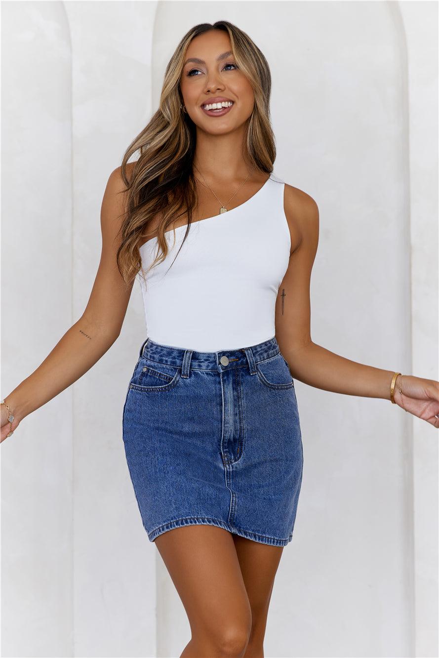 BASE  Best Side One Shoulder Tank Top White Product Image