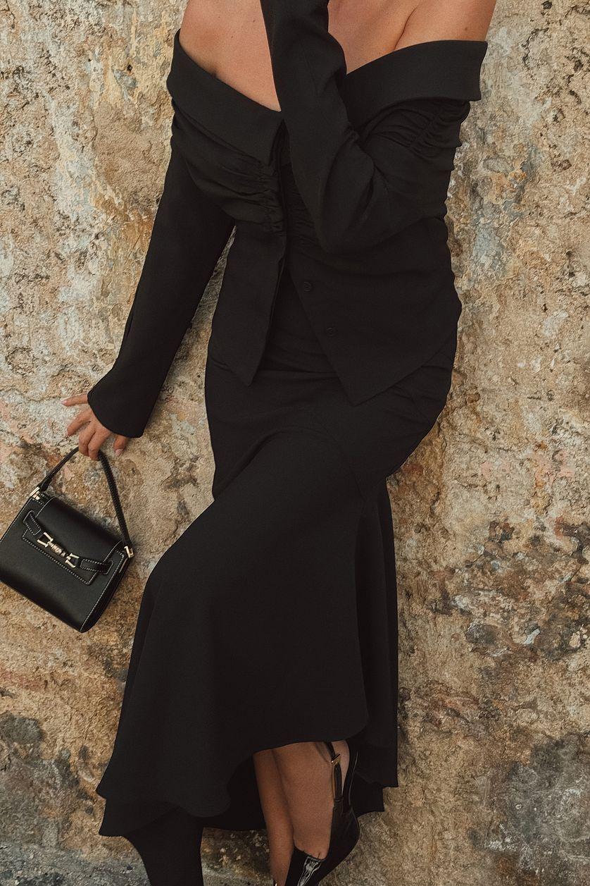 Woven Asymmetric Midi Skirt Product Image