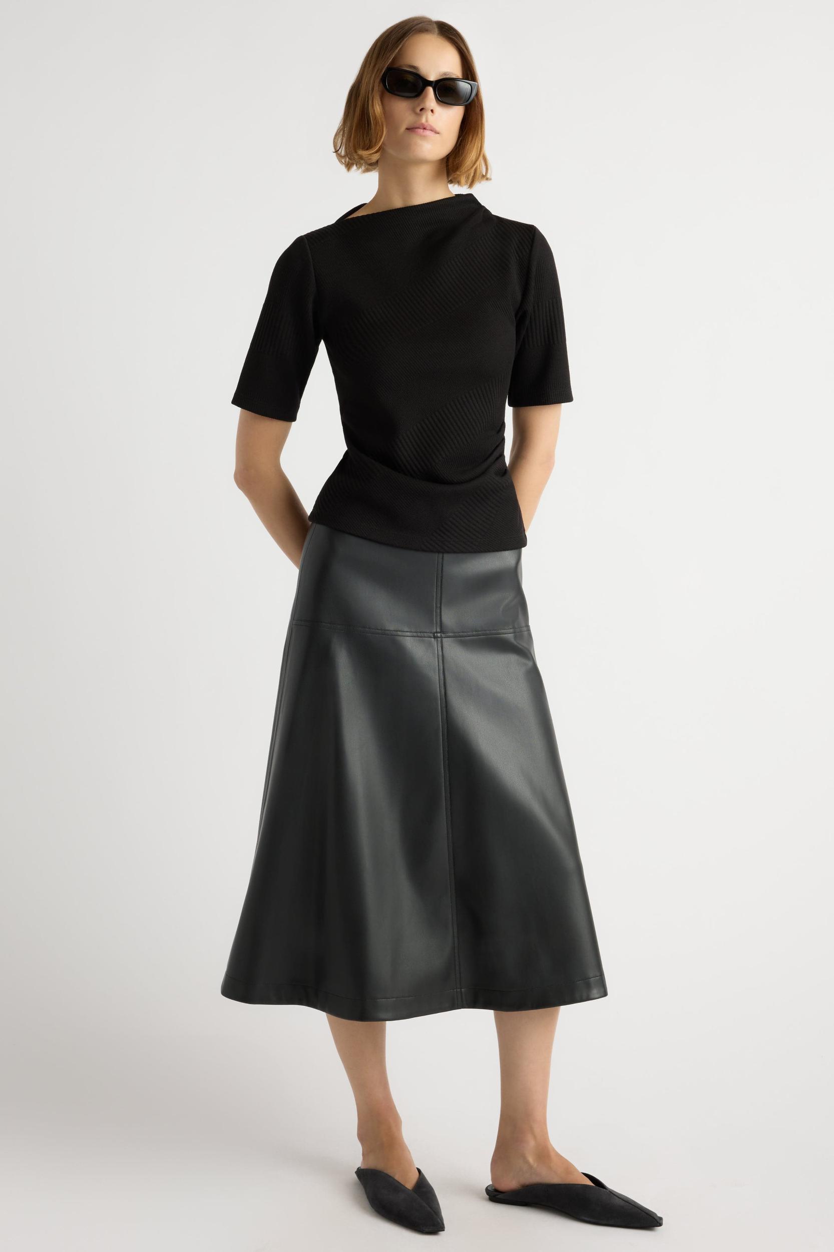 Harley A-Line Vegan Leather Skirt Product Image