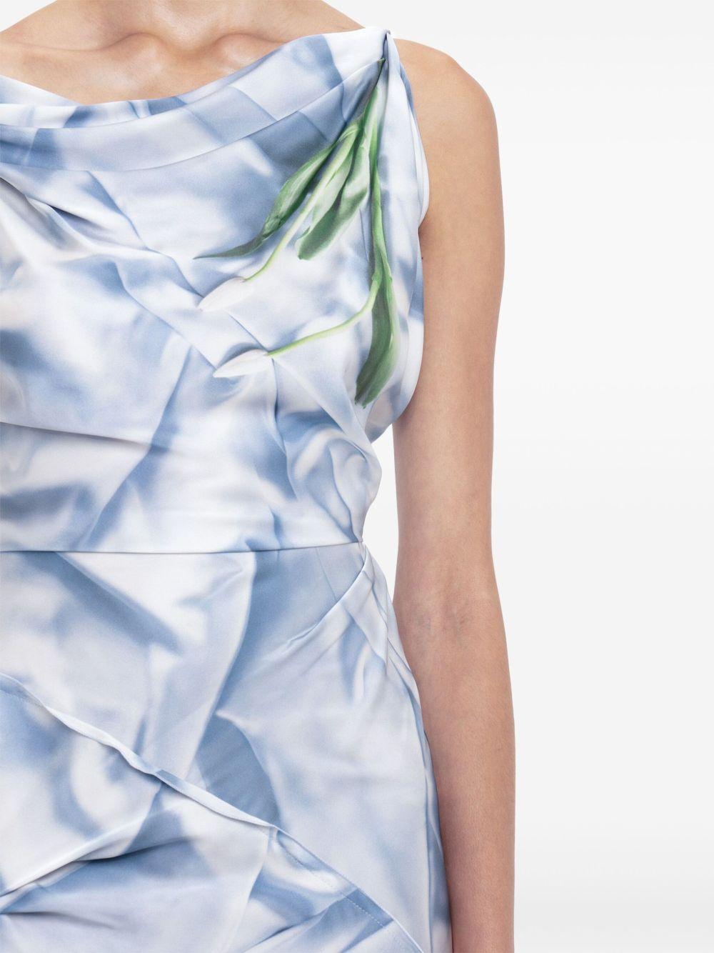 draped asymmetric midi dress Product Image