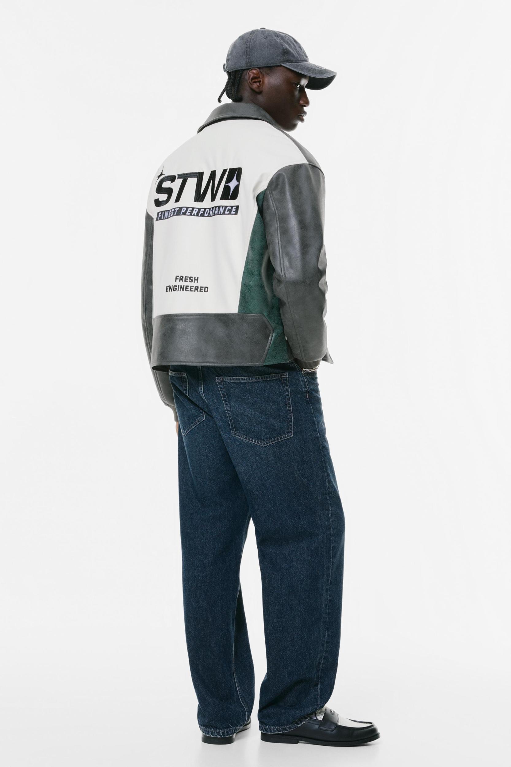 Boxy fit STWD faux leather jacket Product Image