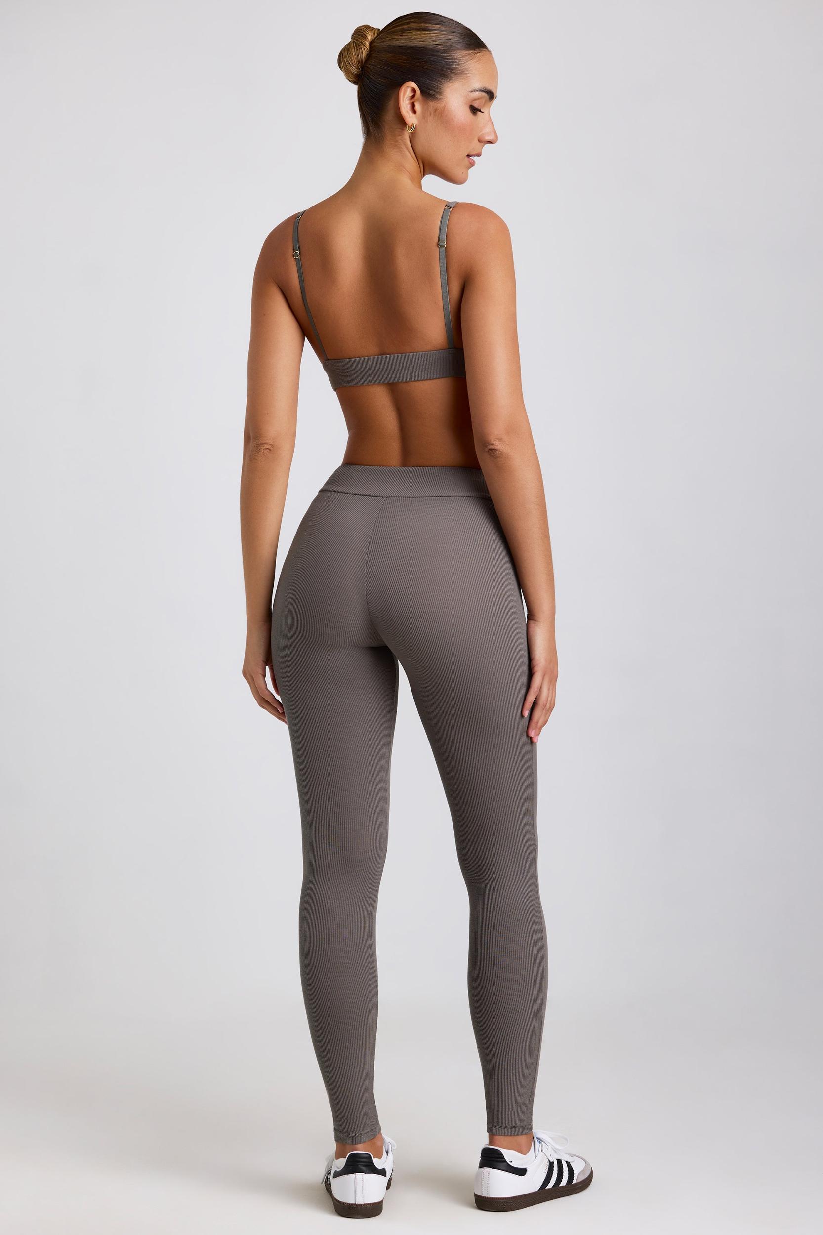 Petite Ribbed Modal High Waist Leggings in Grey Female Product Image