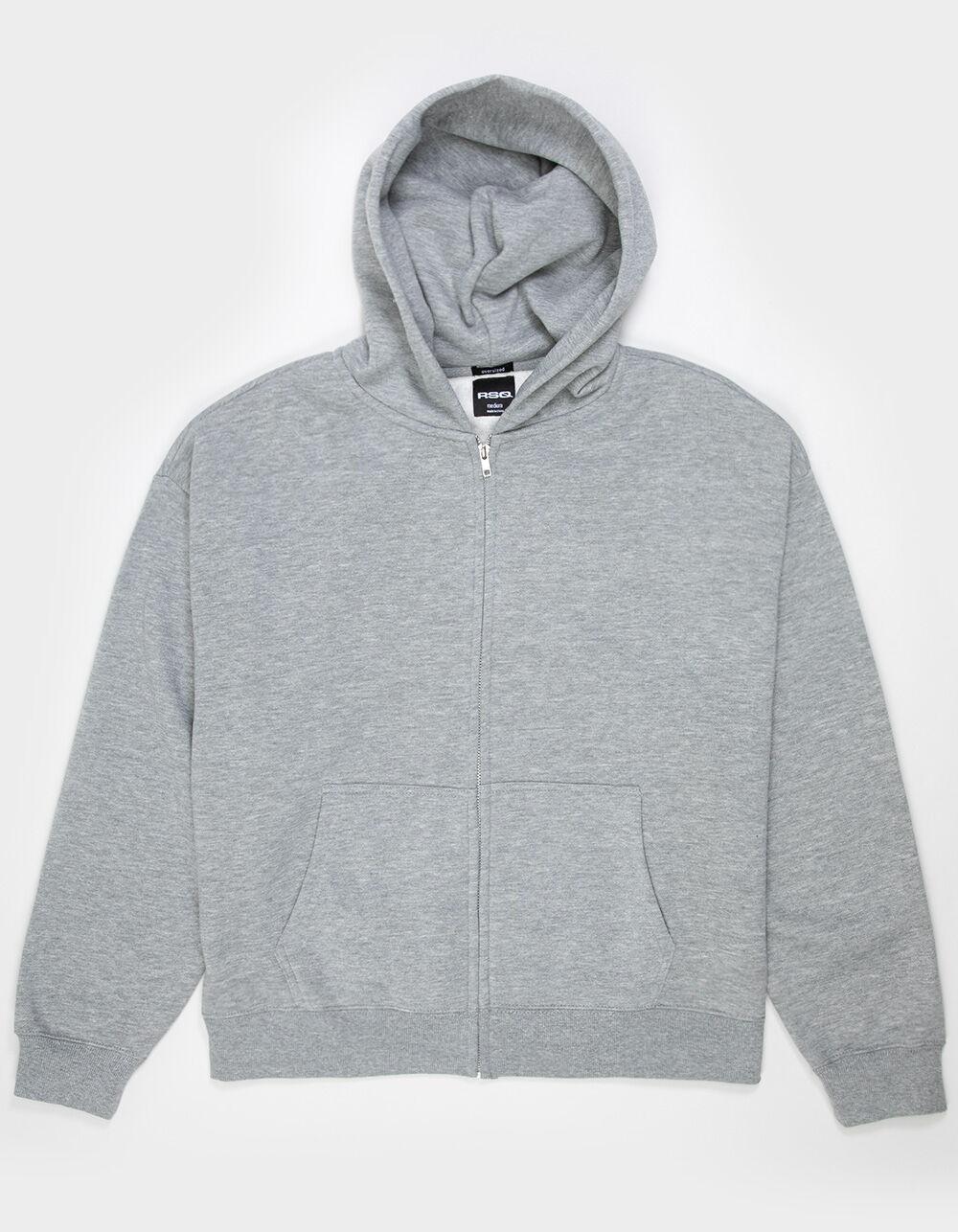 RSQ Mens Oversized Zip-Up Hoodie - HEATHER GRAY Product Image