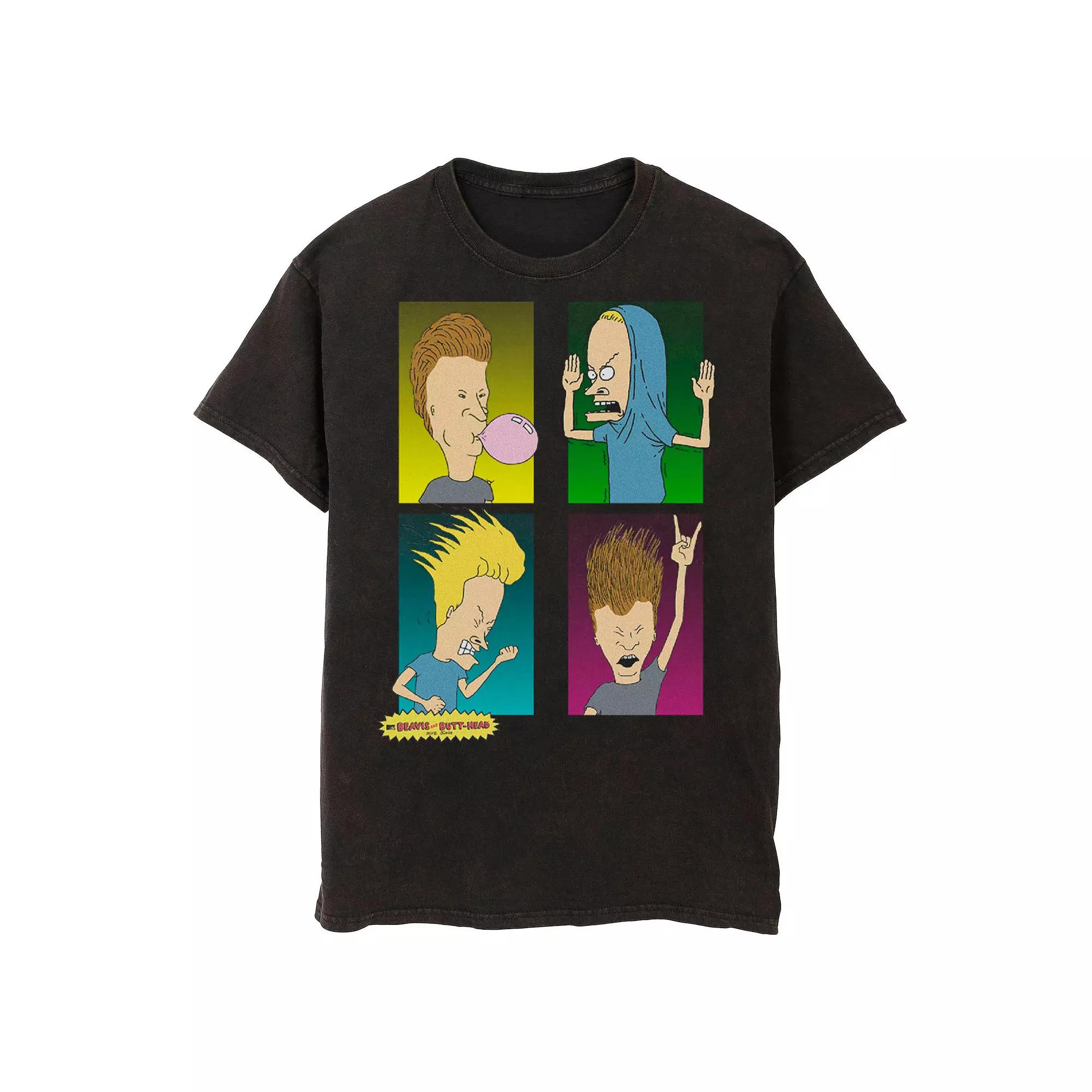 Men's Beavis And Butt-Head Four Square Moments Wash Graphic Tee,  Product Image