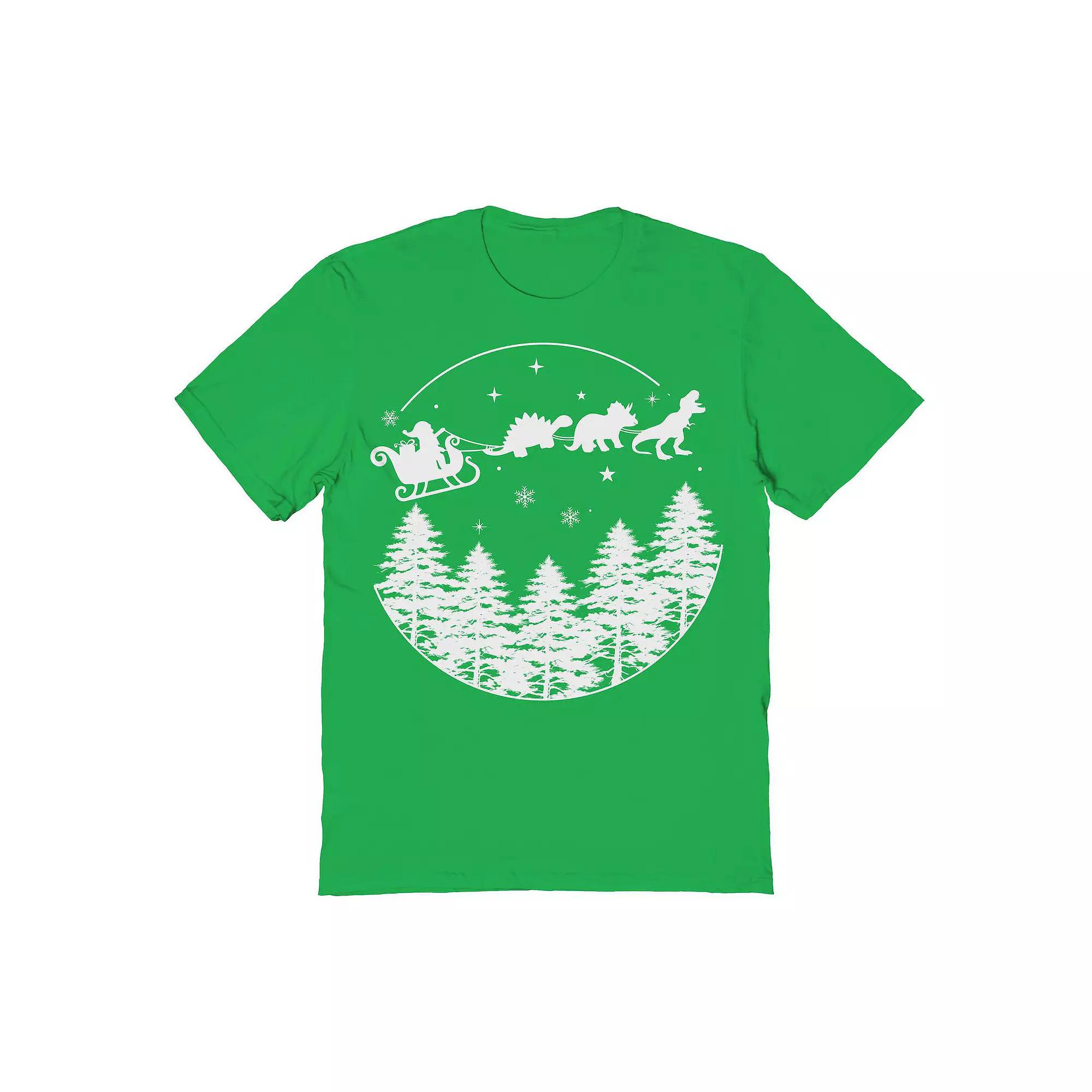 Men's Dinosaur Ride Christmas Graphic Tee, Adult Unisex,  Product Image