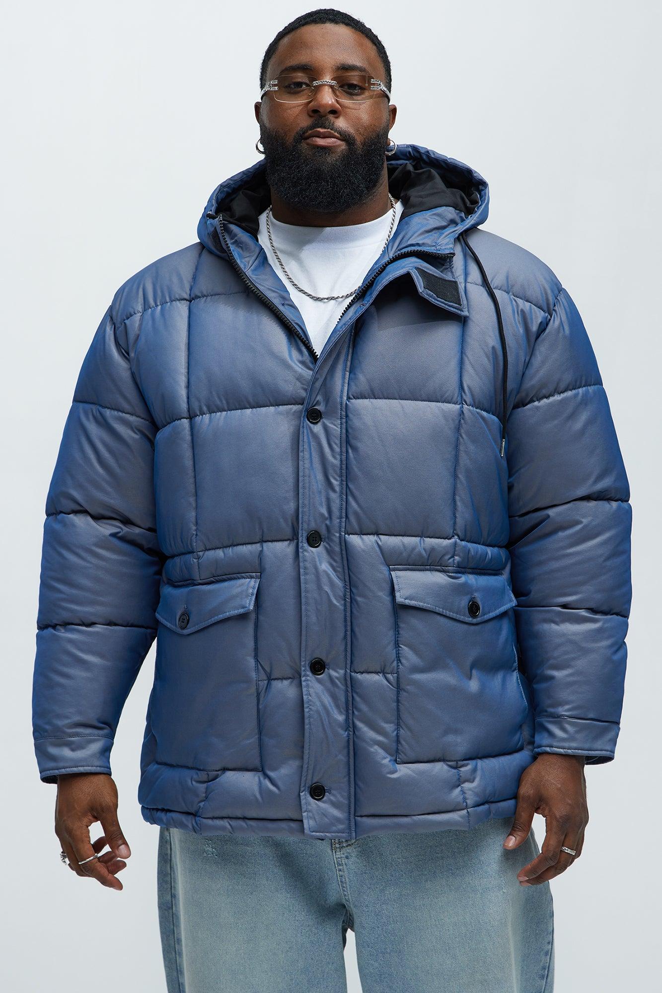 Cosmic Quilted Coat - Blue Male Product Image