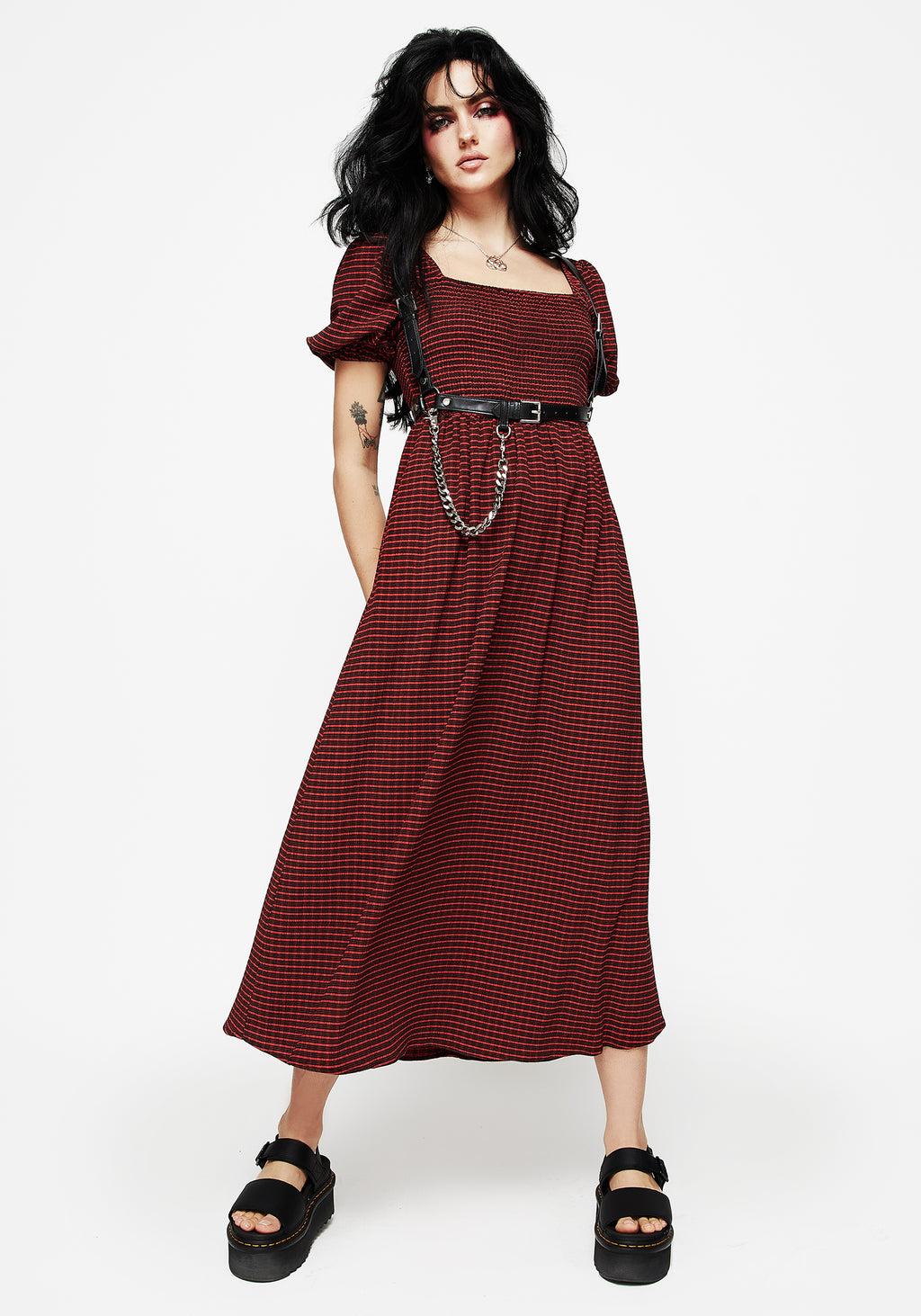 Carmine Check Midaxi Smock Dress Product Image