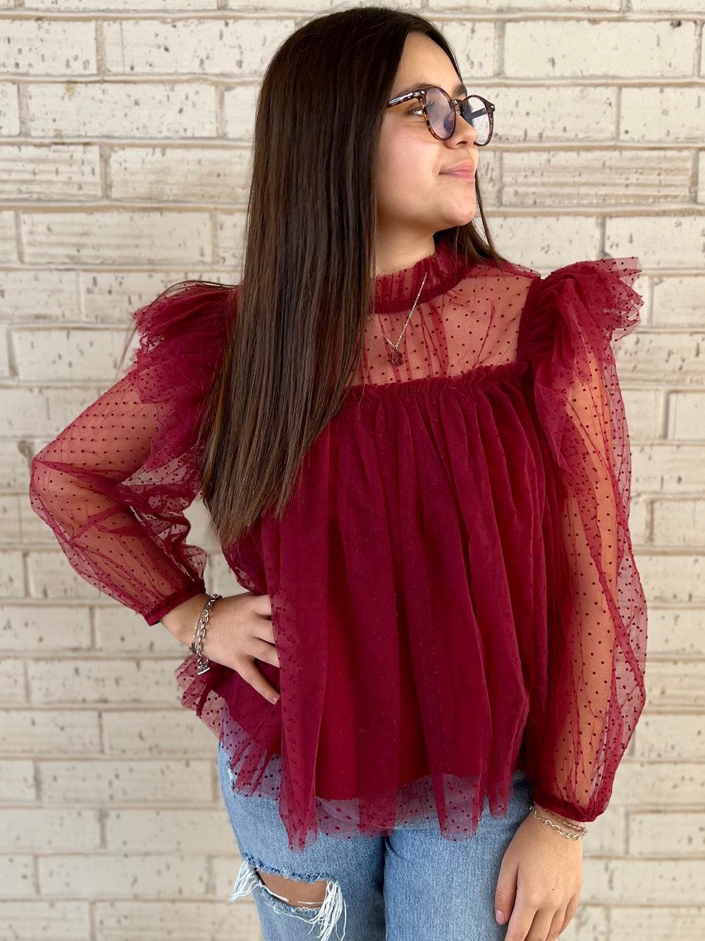 Cranberry Flare Blouse* Product Image