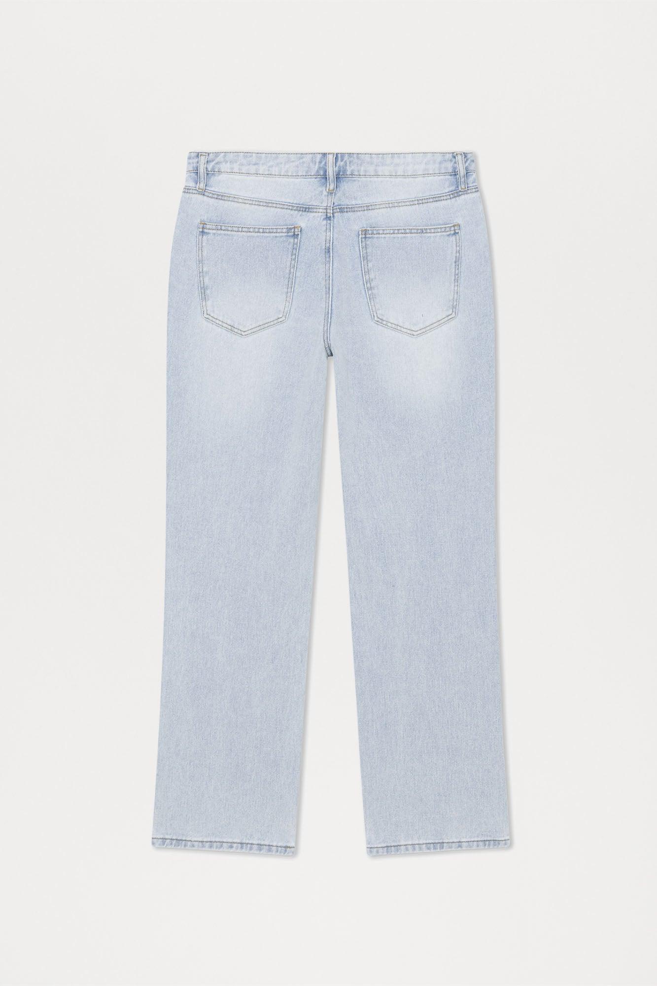Classic Distressed Straight Jeans - Light Wash Product Image