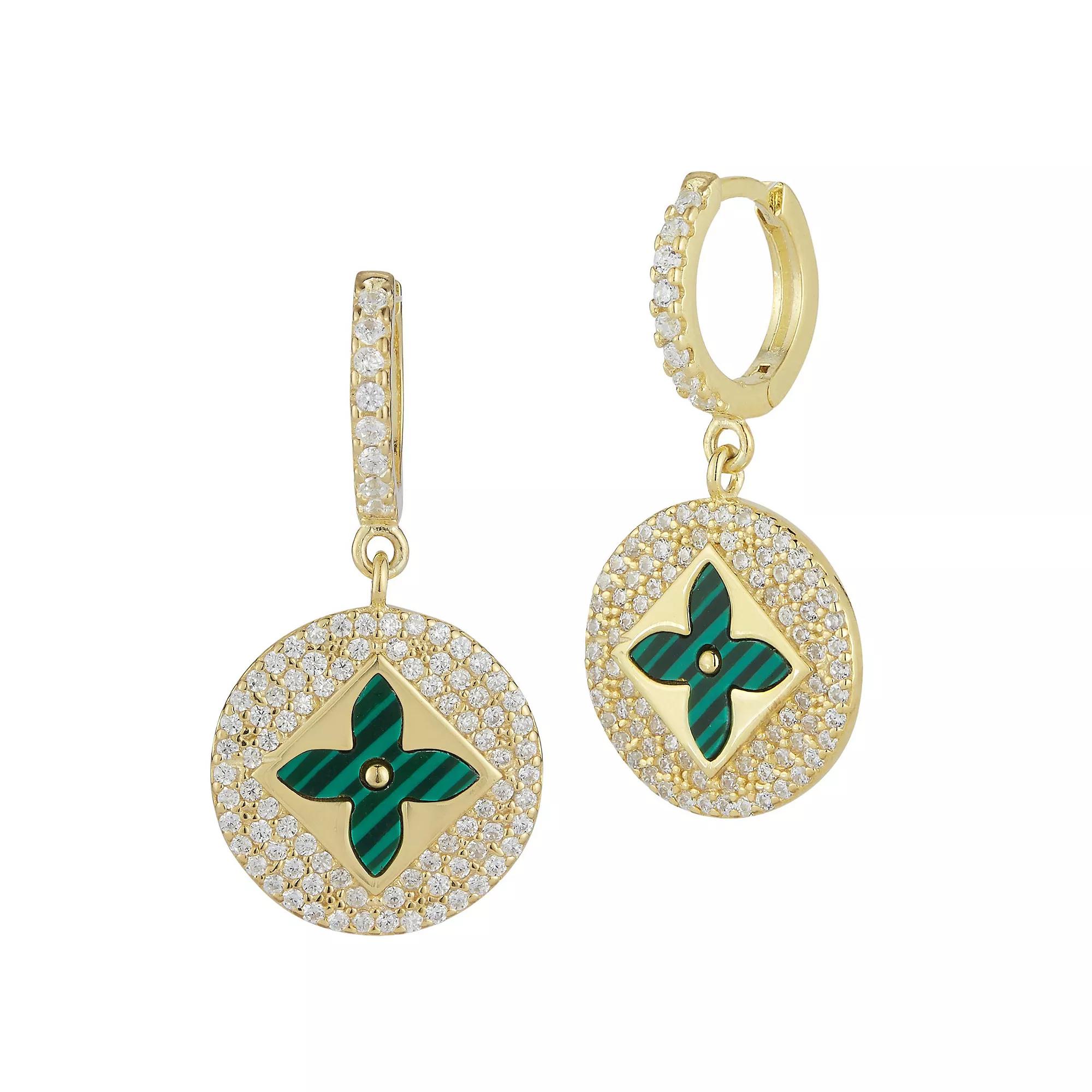 Sunkissed Sterling Gemstone & Cubic Zirconia Clover Earrings, Women's, Silver Tone White Product Image