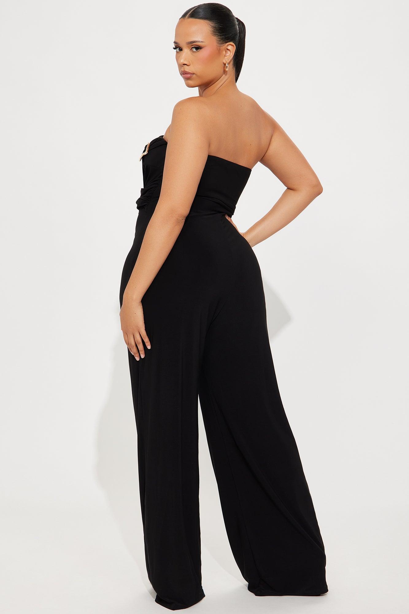 Reya Strapless Wide Leg Jumpsuit - Black Product Image