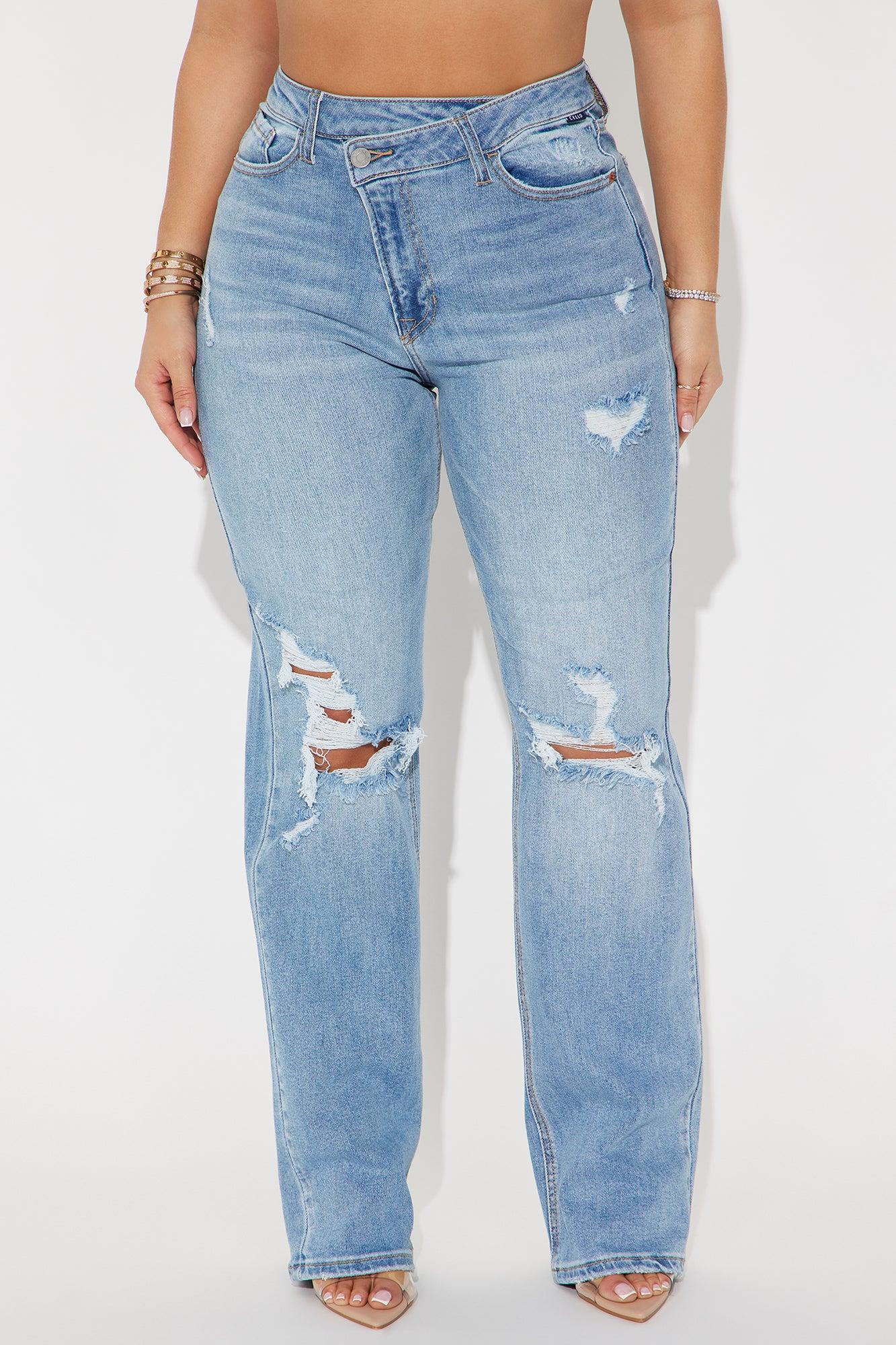 Iconic Crossover Straight Leg Jeans - Light Wash Product Image