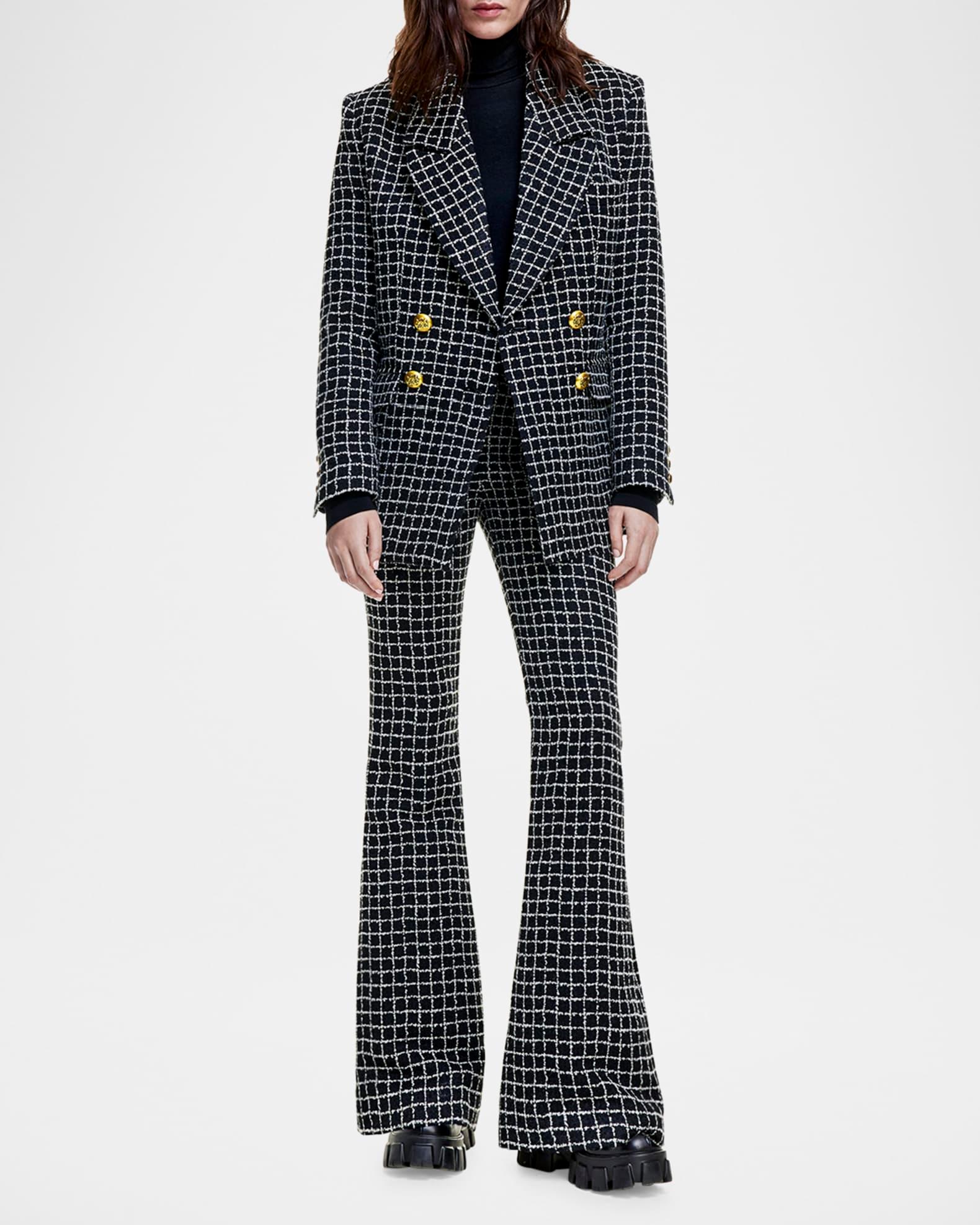 Grid Tweed Oversized Double-Breasted Blazer Product Image