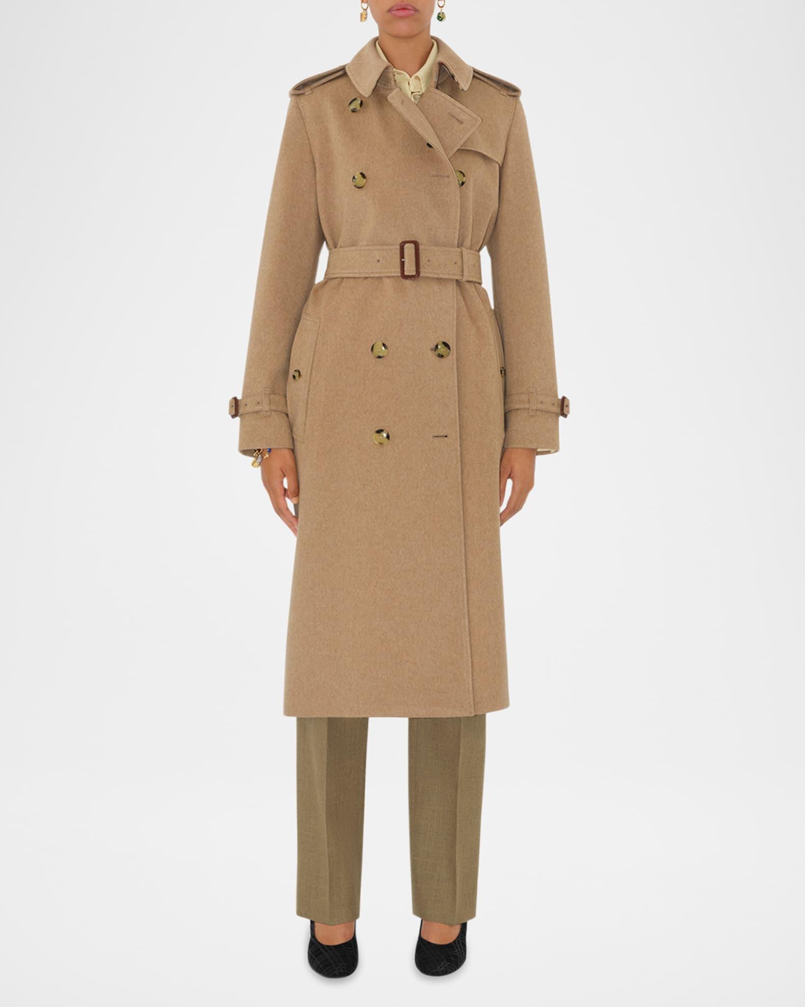 Kensington Belted Cashmere-Wool Double-Breasted Trench Coat Product Image