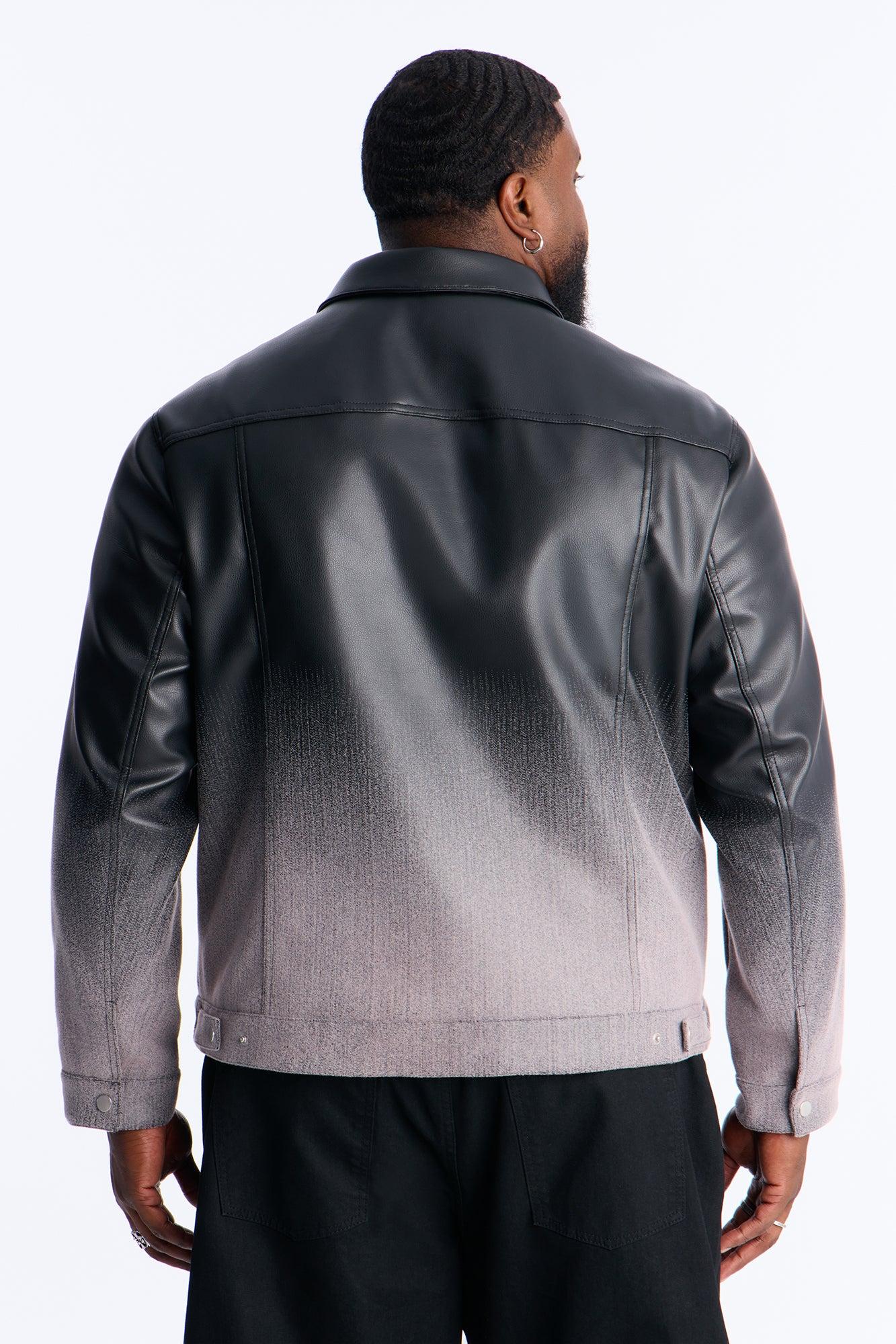 Ombre Faux Leather Trucker Jacket - Pink/combo Product Image