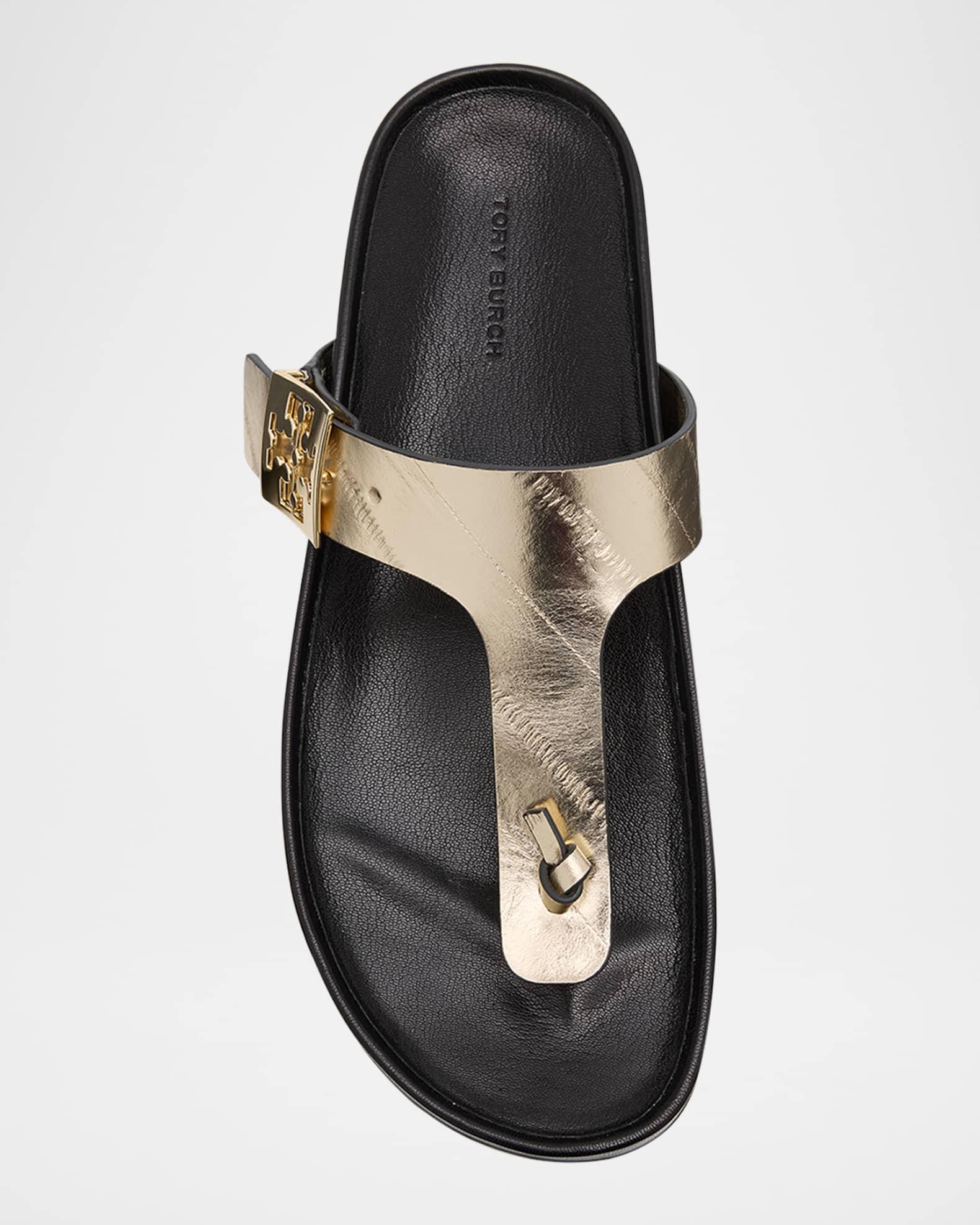 Mellow Leather Buckle Thong Sandals Product Image