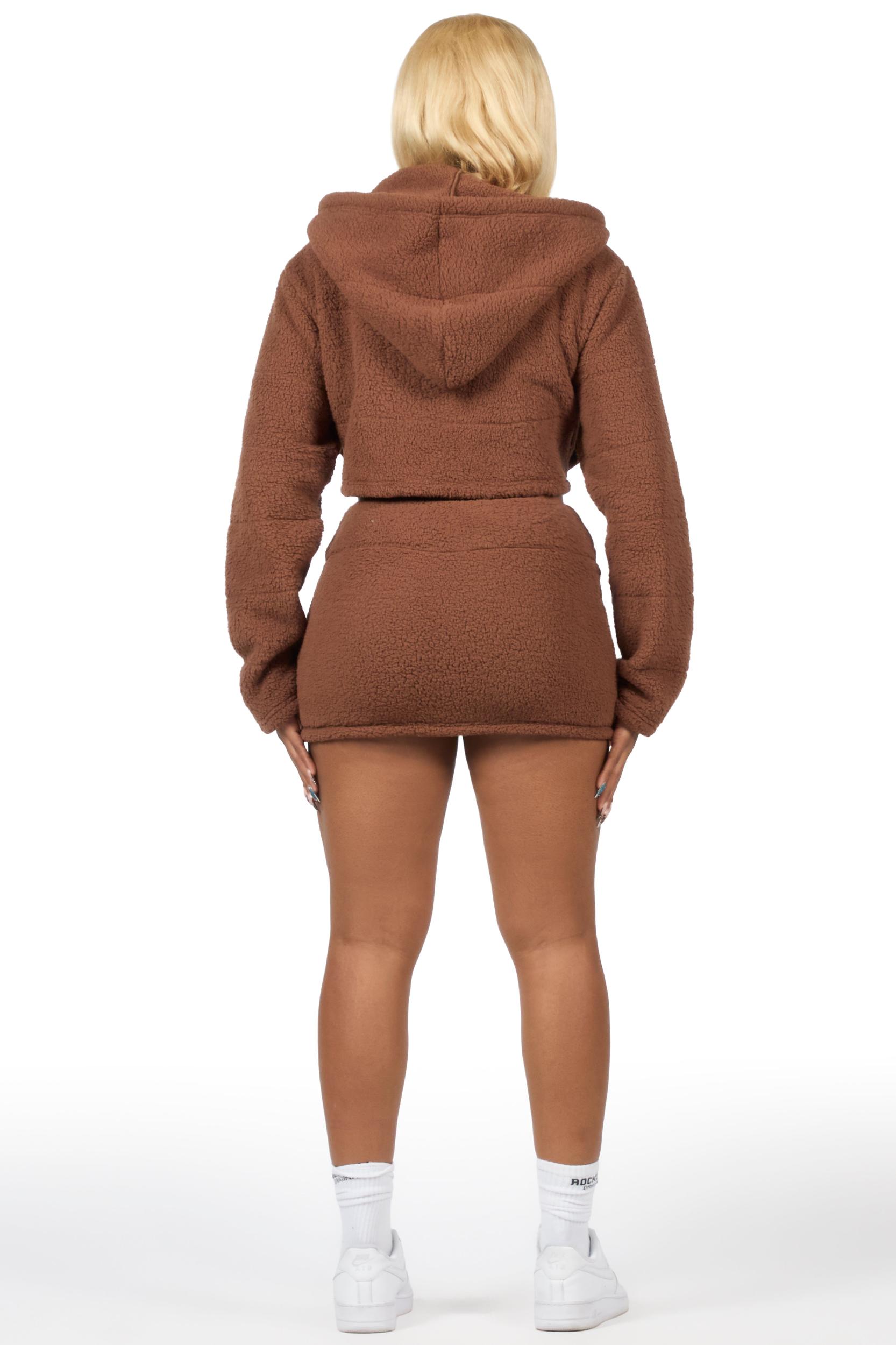 Kimani Mocha Sherpa Mini Skirt Female Product Image