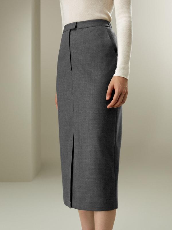 LILYSILK Wool Skirt - Female - Black Silk and Wool - Delicate Elastic Back Waist Skirt 6 Product Image