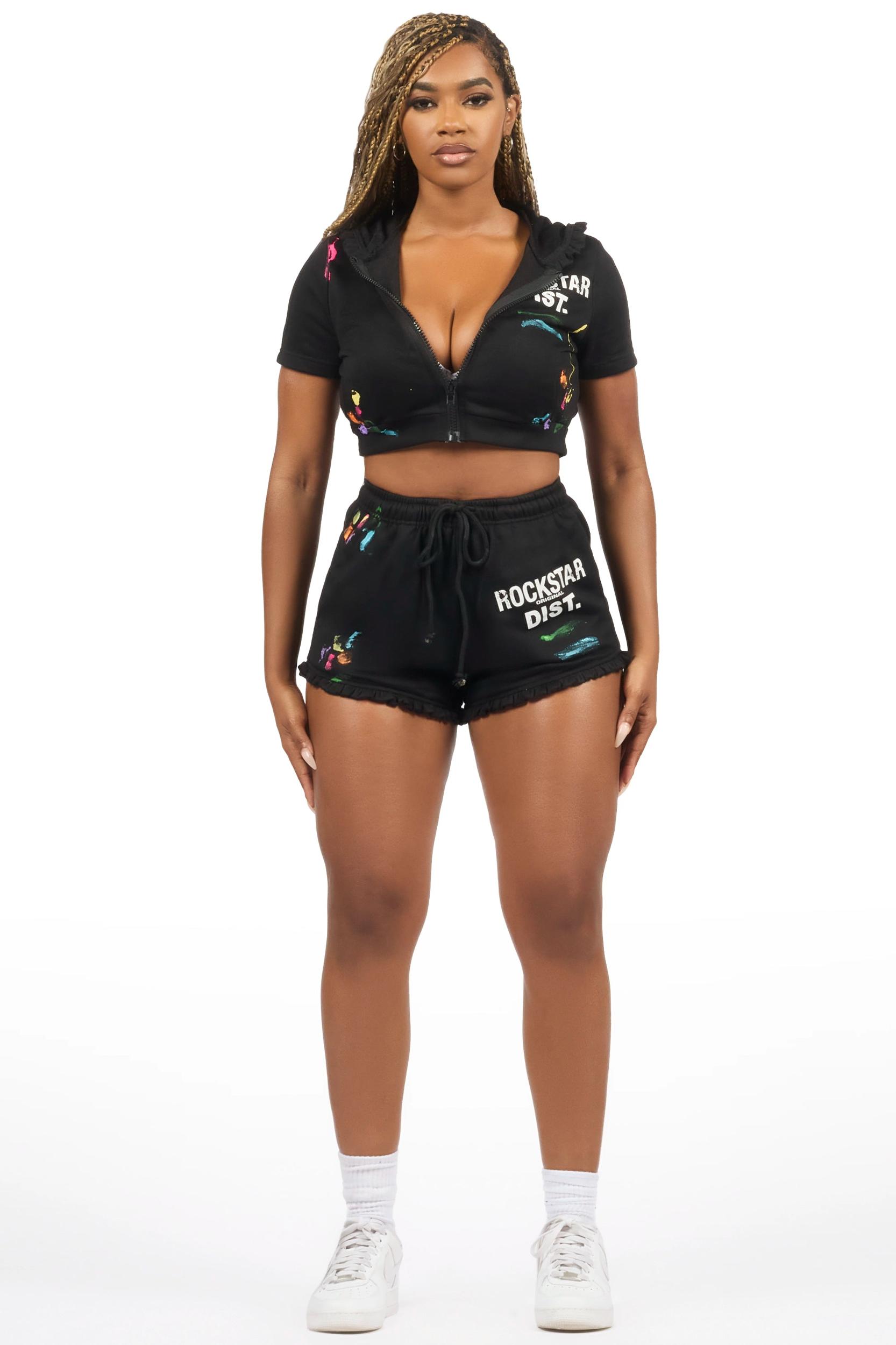 Jaimie Black Crop Short Set Female Product Image