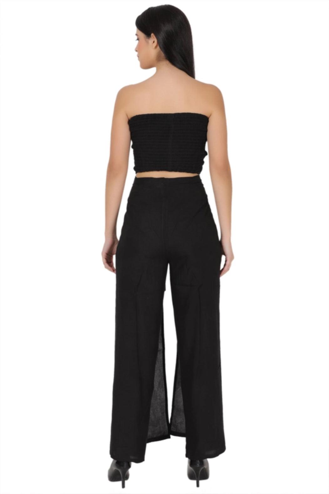 Two-Piece Wrap Pant Set - Solid White or Black Product Image