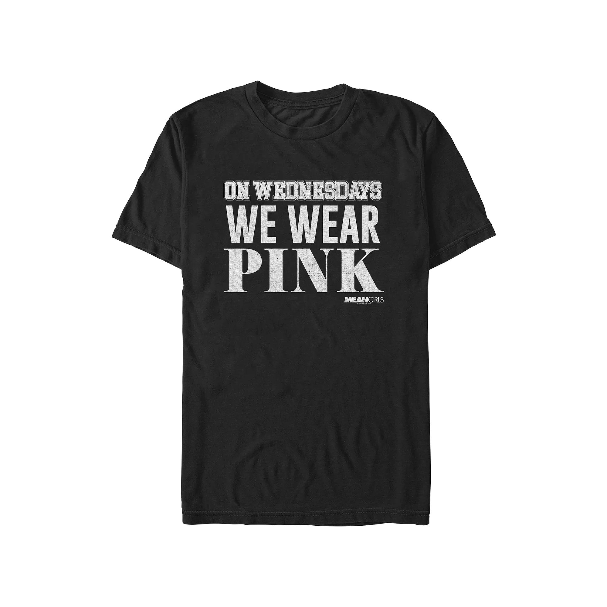 Men's Mean Girls On Wednesdays We Wear Pink Varsity Graphic Tee,  Product Image