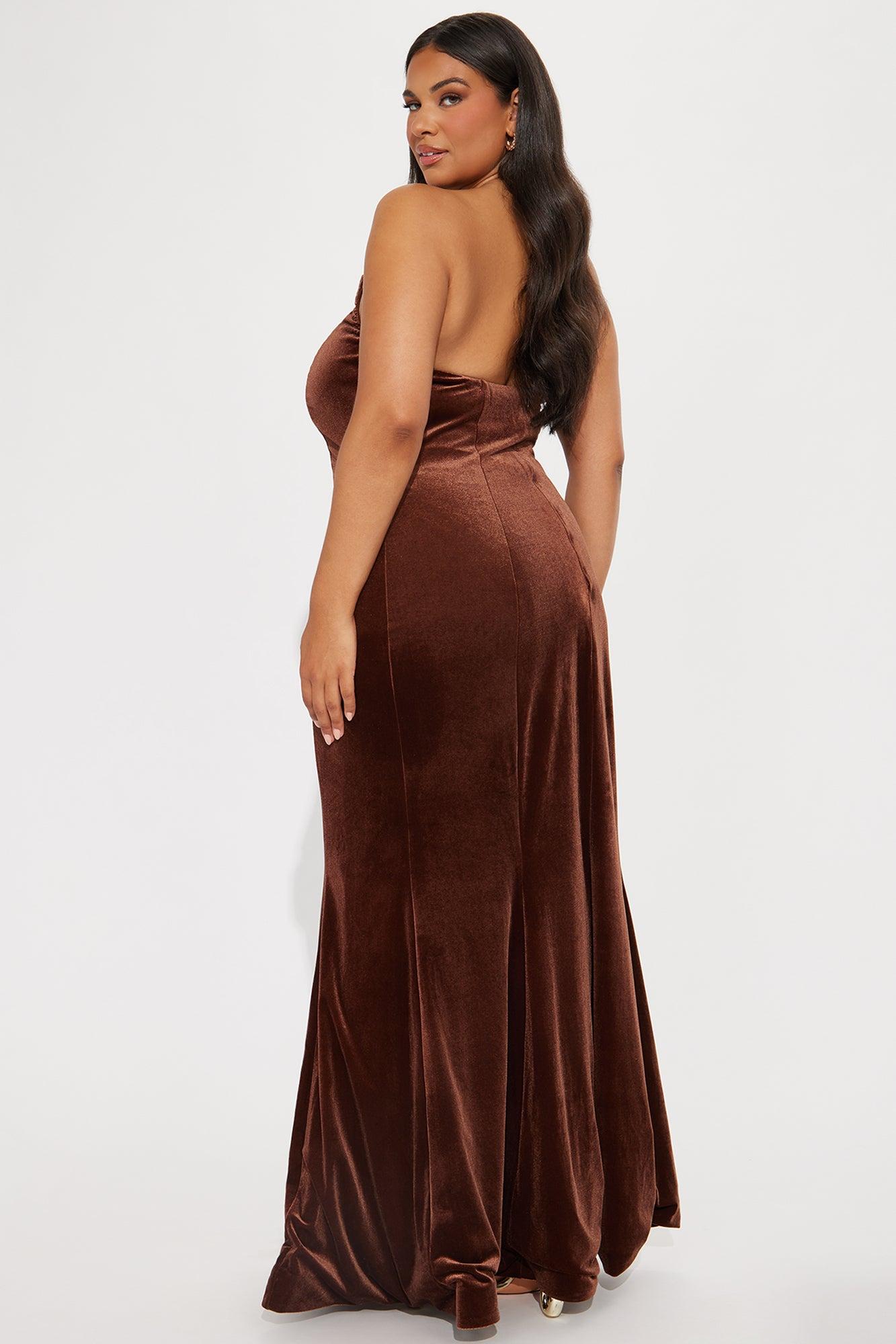Lydia Velvet Maxi Dress - Chocolate Product Image