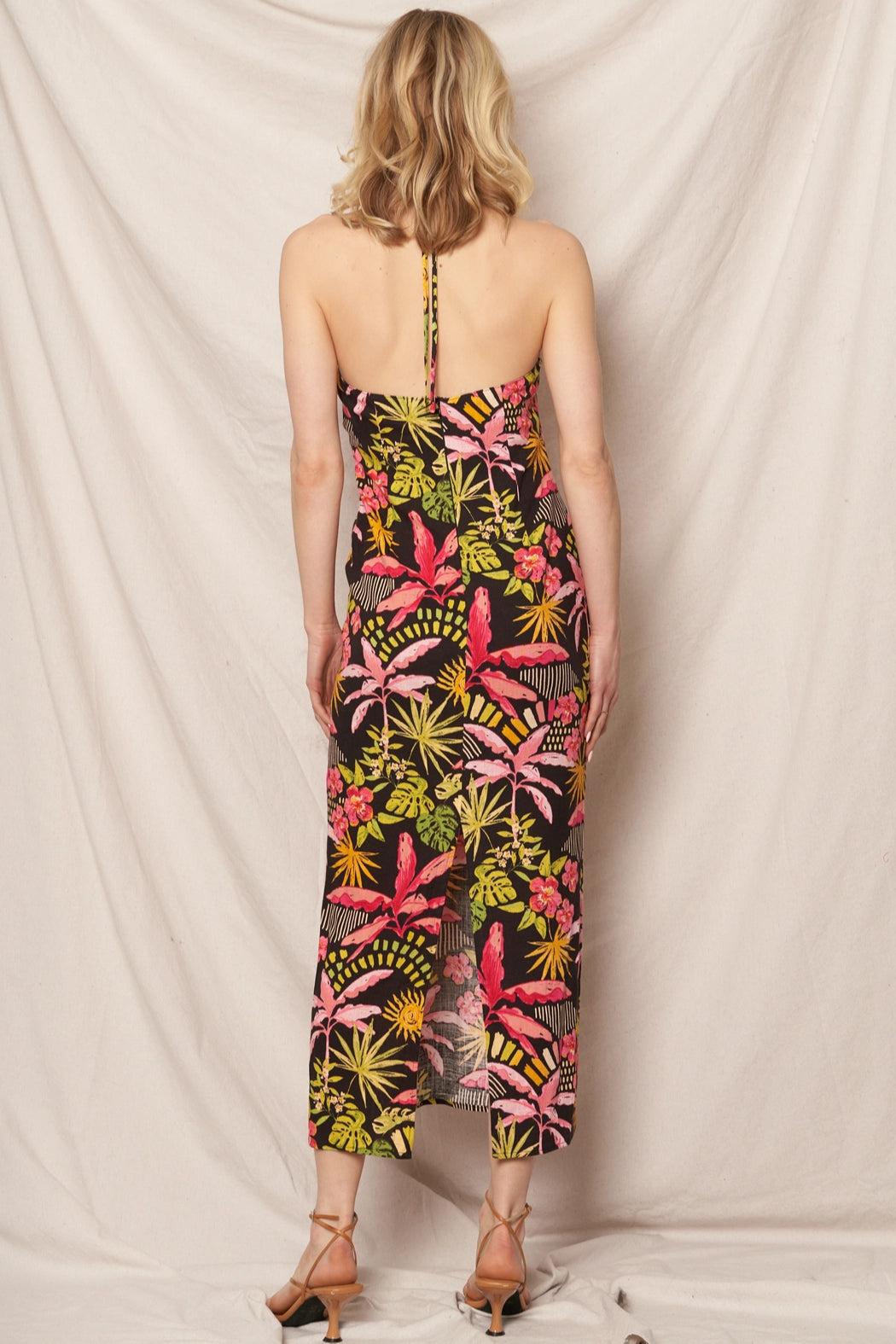 Tropical Halter Maxi Dress Product Image