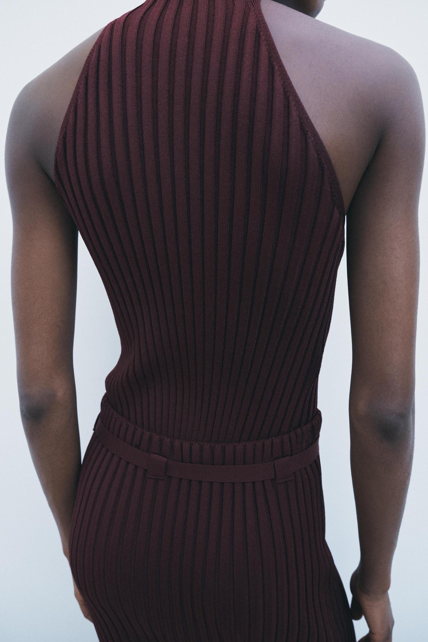 RIBBED KNIT HALTER TOP Product Image