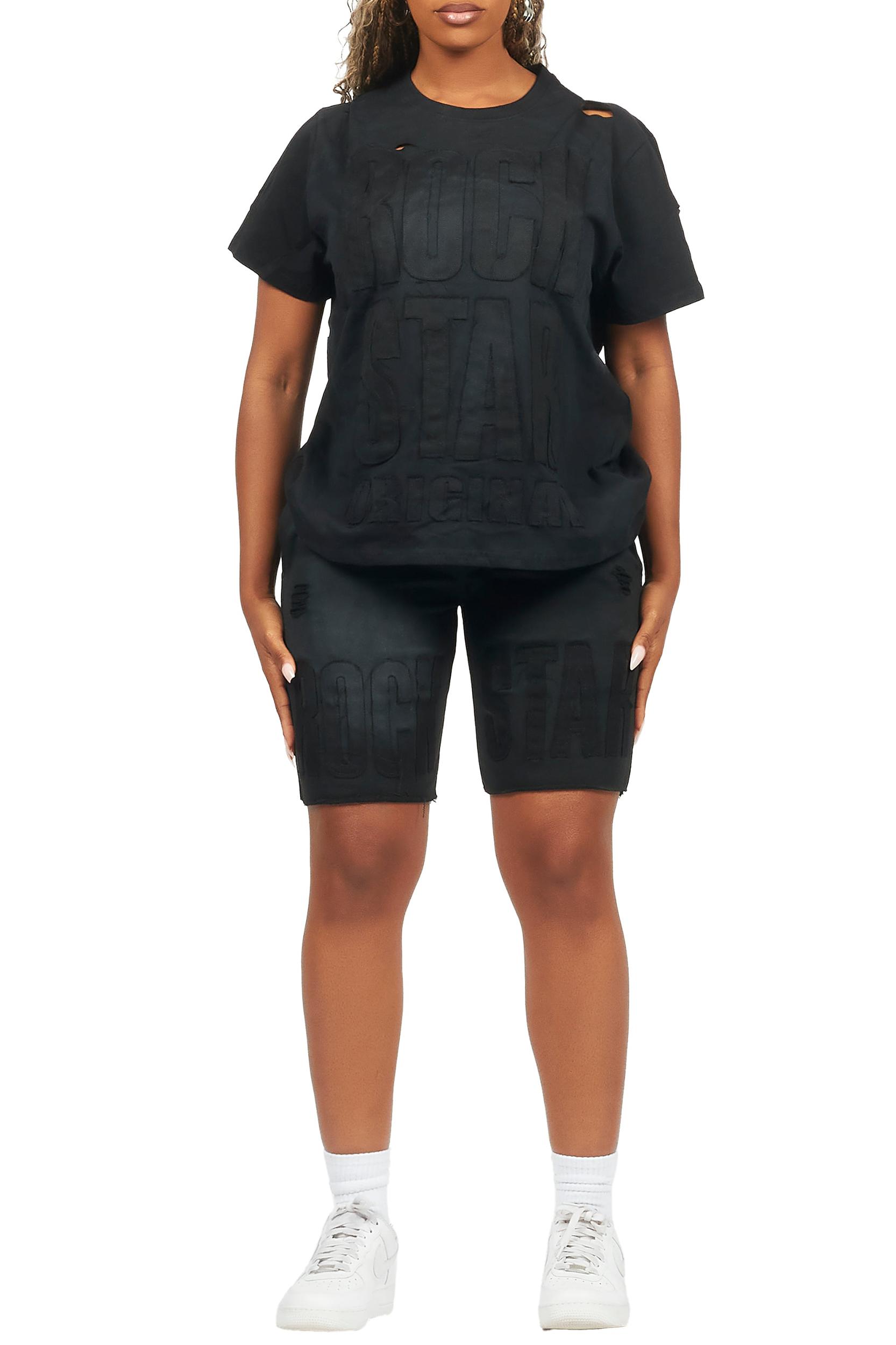 Shantrice Black T-Shirt Short Set Female Product Image