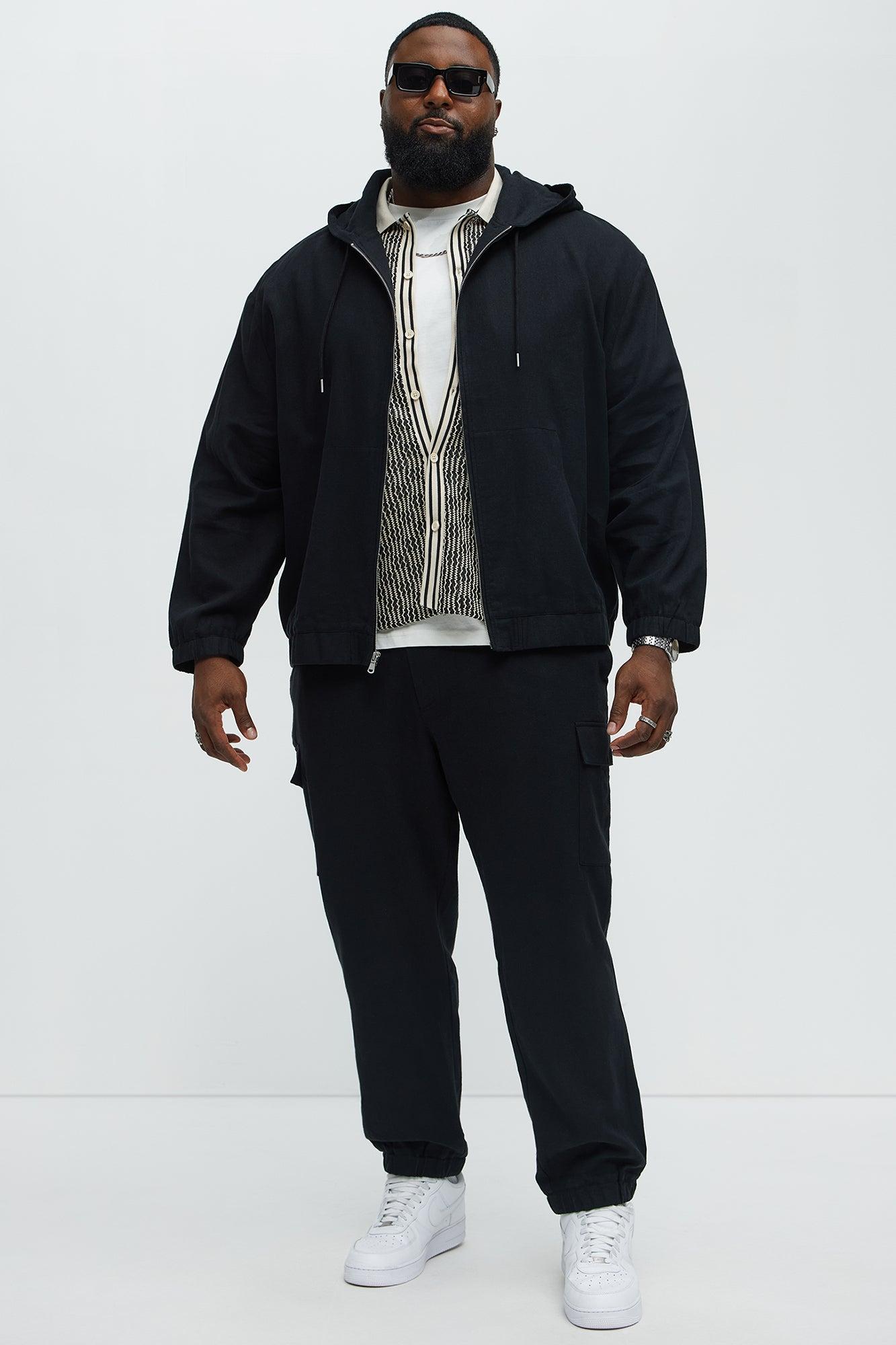 Slim Bahamas Linen Cargo Jogger - Black Product Image