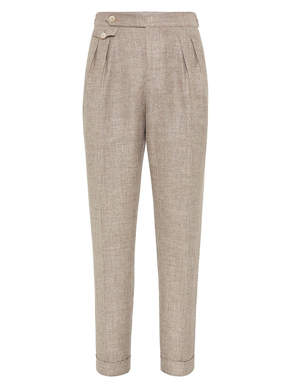 Mens Diagonal Leisure Fit Trousers with Double Pleats and Waist Tabs Product Image
