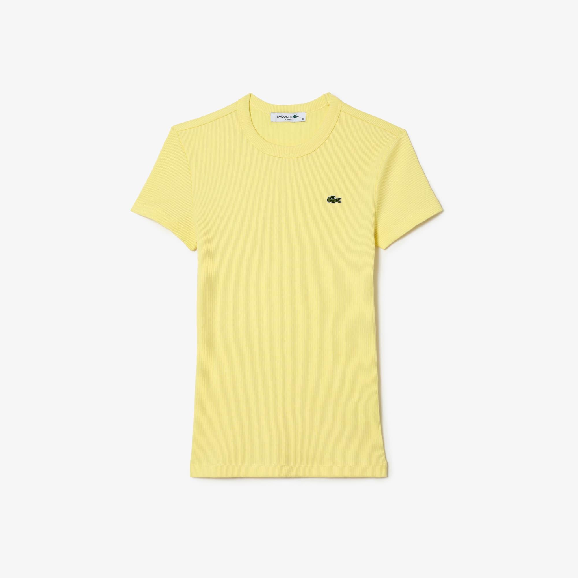 Women's Slim Fit Ribbed Cotton T-Shirt Product Image