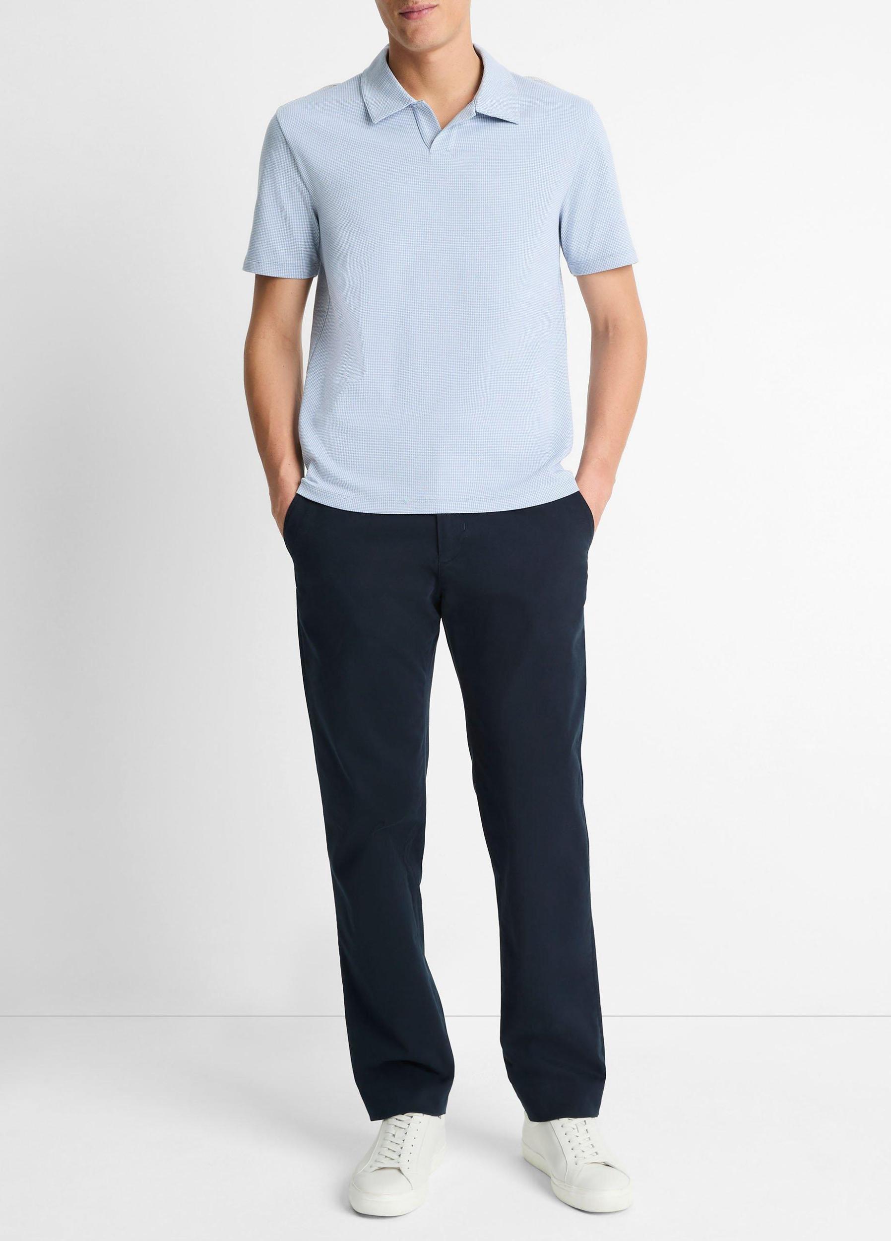 Houndstooth Pima Cotton Johnny-Collar Polo Shirt Product Image