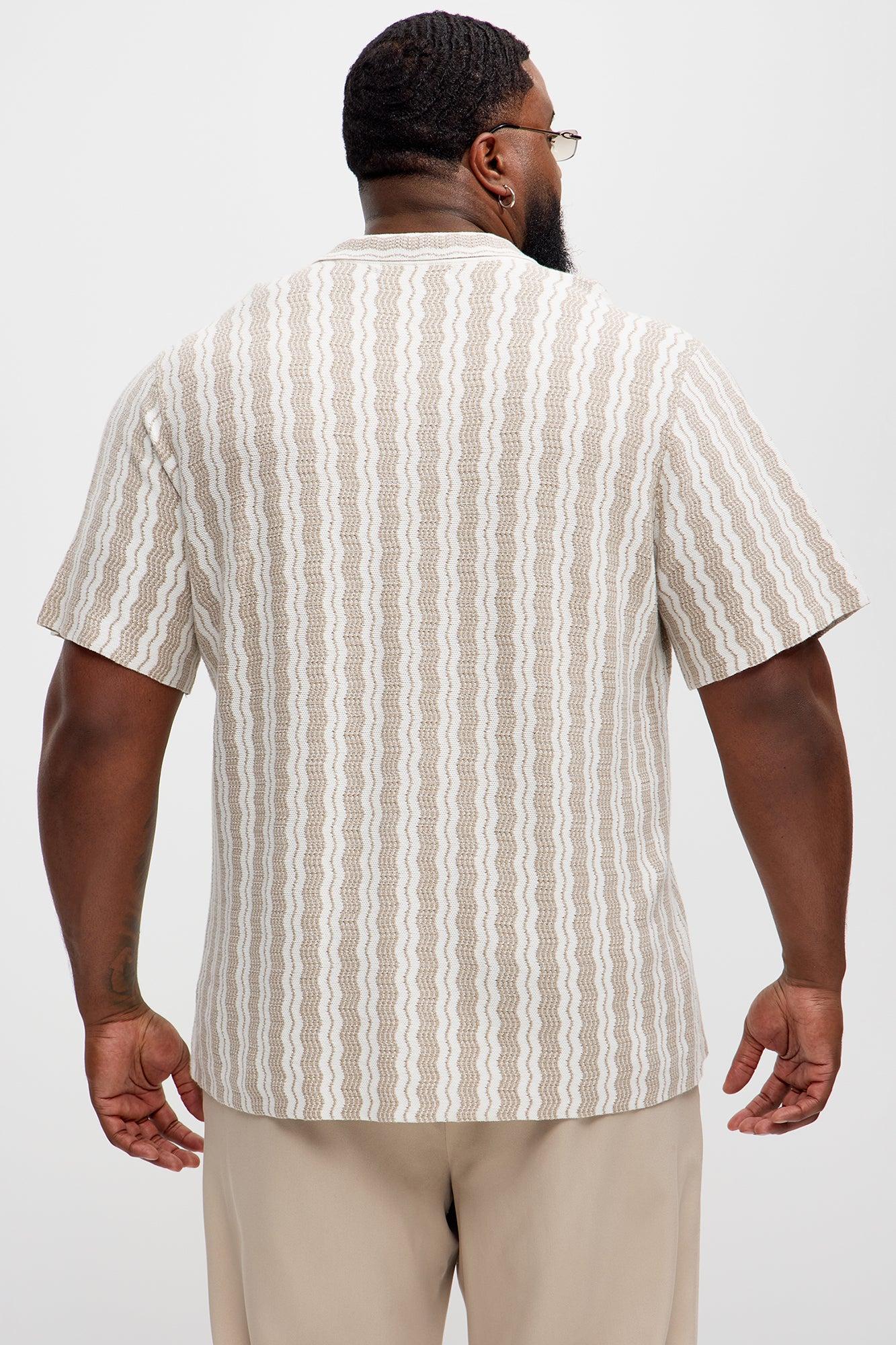 Wavy Stripe Knitted Shirt - Grey/combo Product Image