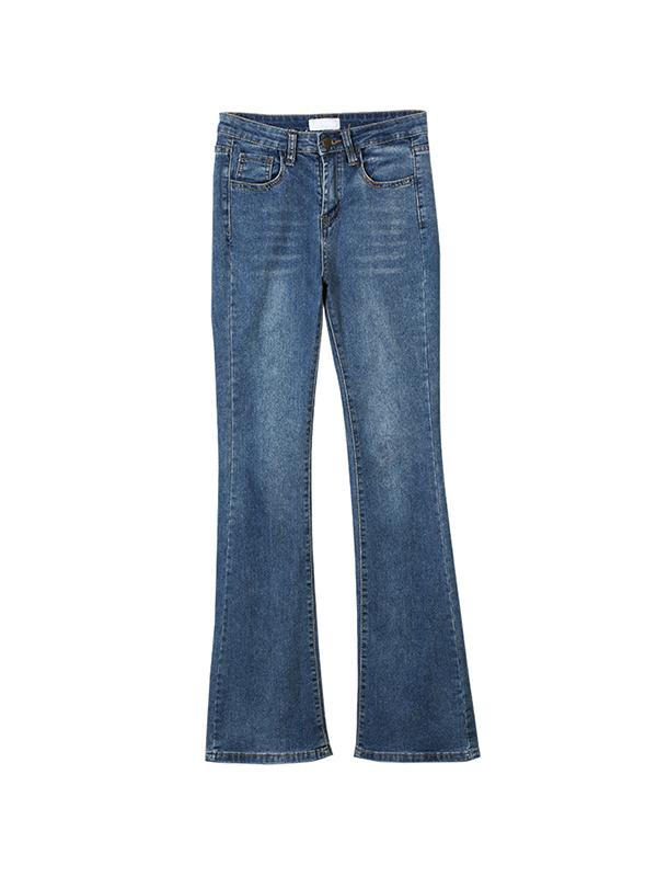 Vintage Blue Wash High Rise Slim Flare Jeans Product Image