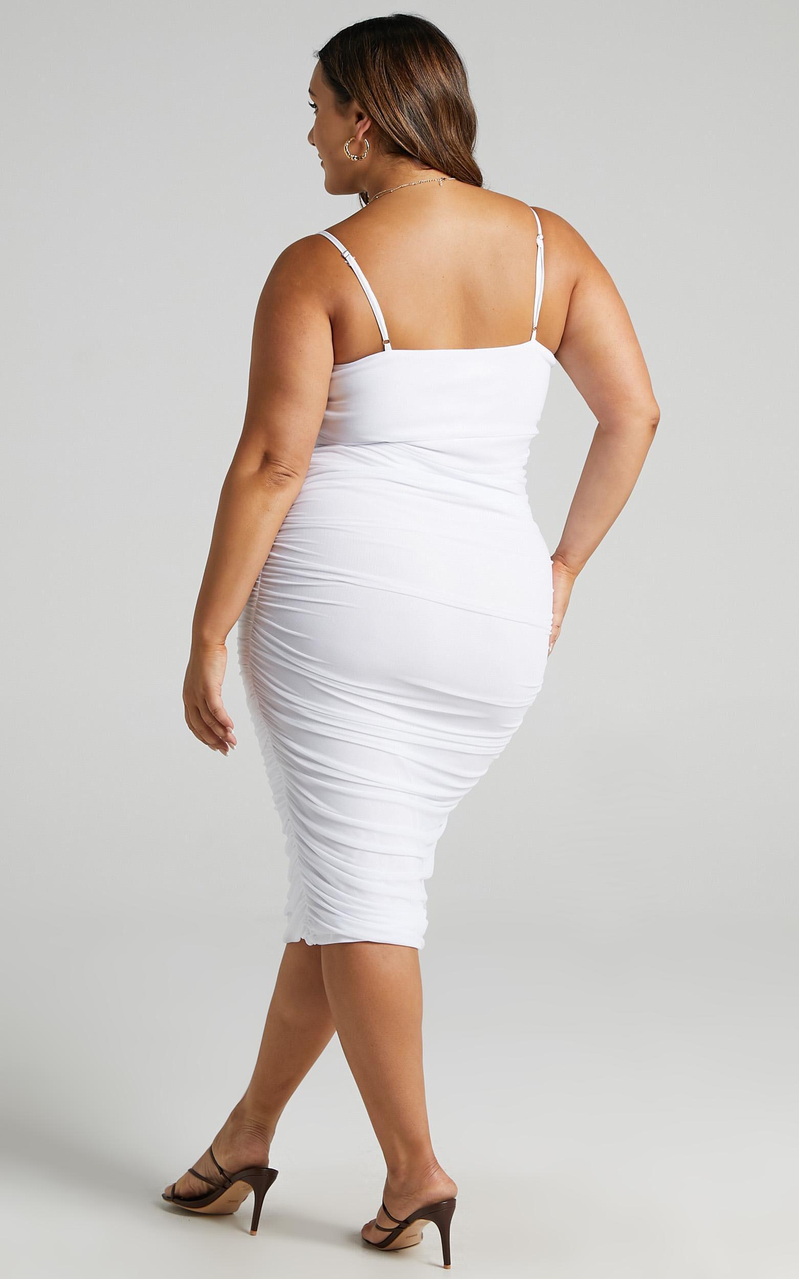 Coming For You Midi Dress - Mesh Dress in White Mesh Product Image