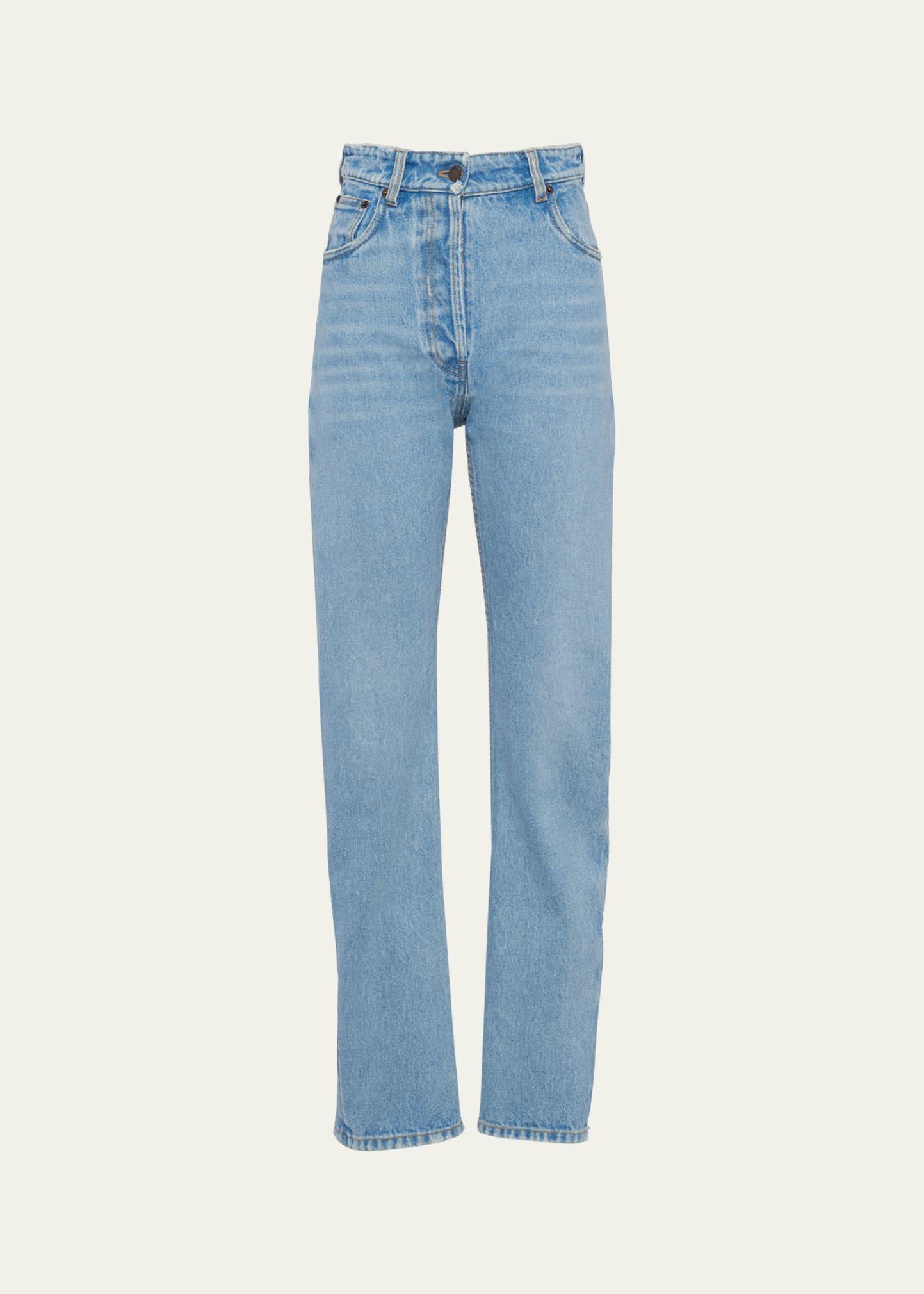 Denim Bleached Straight Leg Pants Product Image