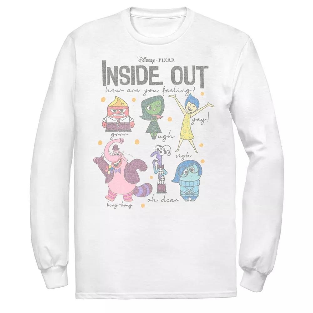 Disney / Pixar's Inside Out Men's How Are You Feeling Group Shot Long Sleeve Tee, Size: 3XL, White Product Image