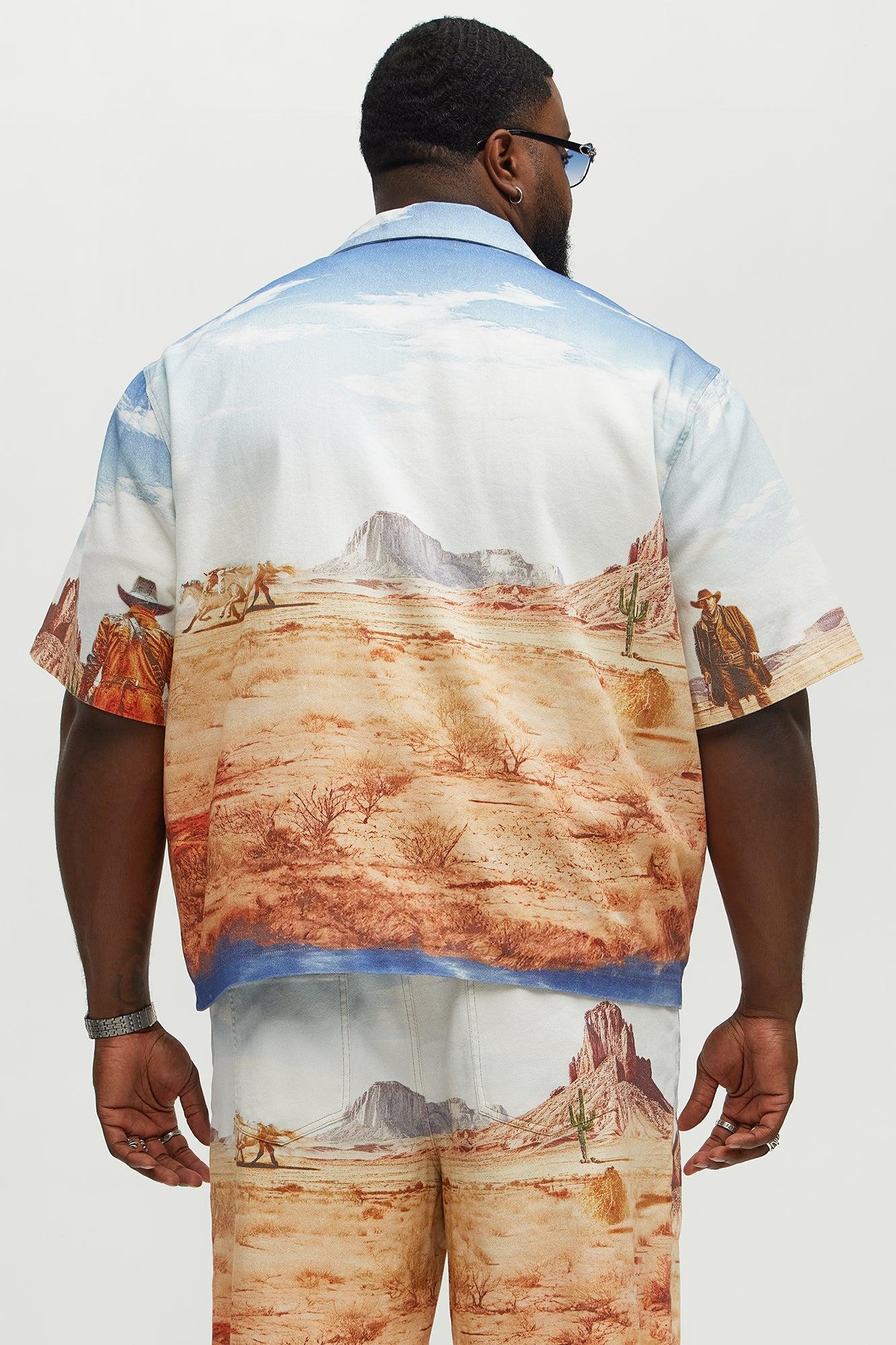 Stand Off Boxy Cuban Collar Shirt - Multi Color Male Product Image