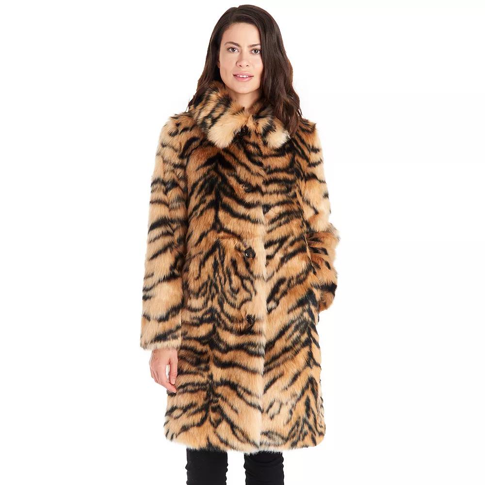 Women's Fleet Street Faux-Fur Tiger Print Coat, Size: Medium Product Image