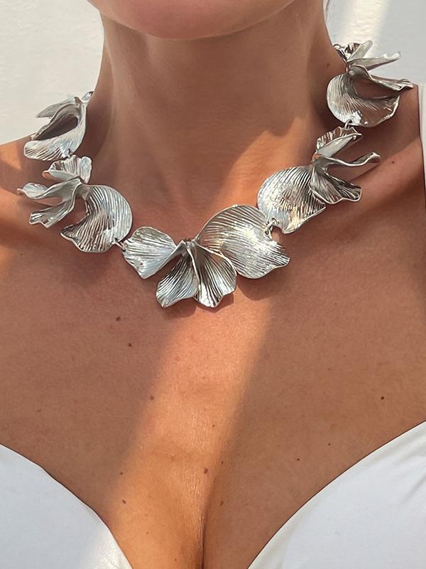 Flower Print Solid Color Necklaces Accessories Product Image