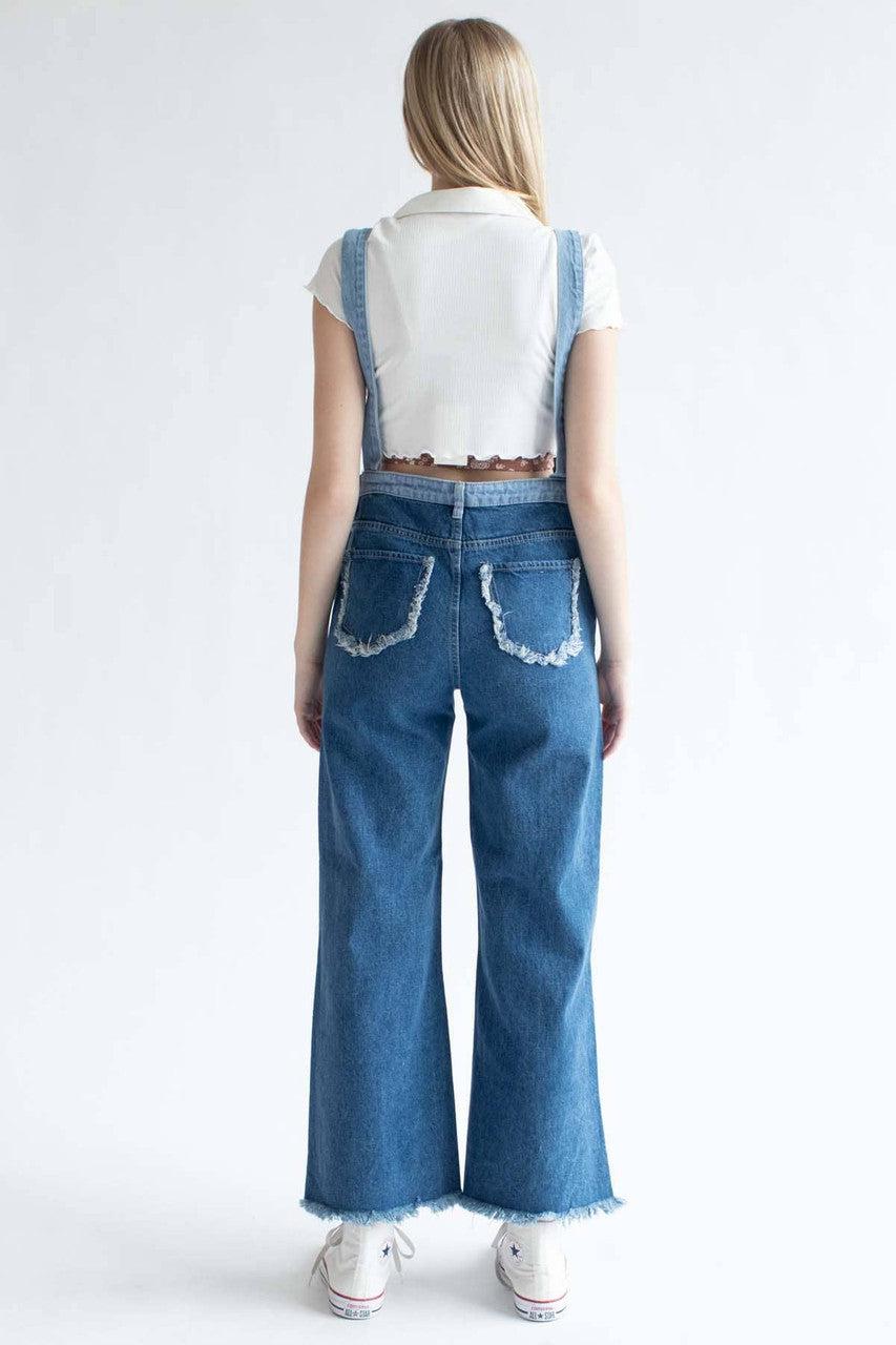 Patchwork Denim Overalls Product Image