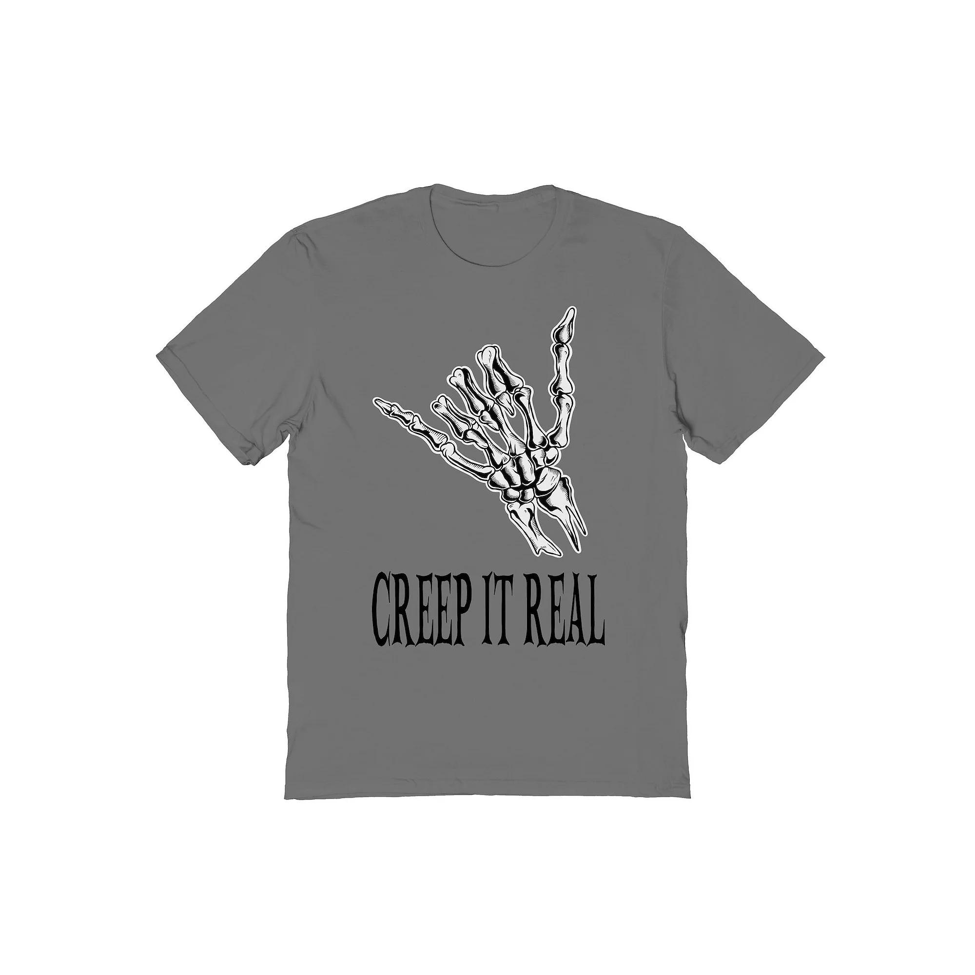 Men's Creep it Real Hand Halloween Graphic Tee, Size: Large, Grey Product Image