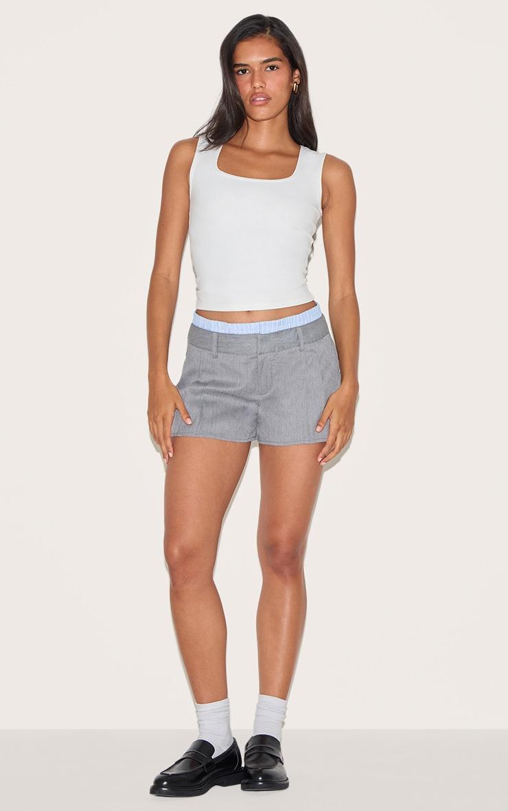 Grey Woven Stripe Contrast Tailored Shorts Product Image