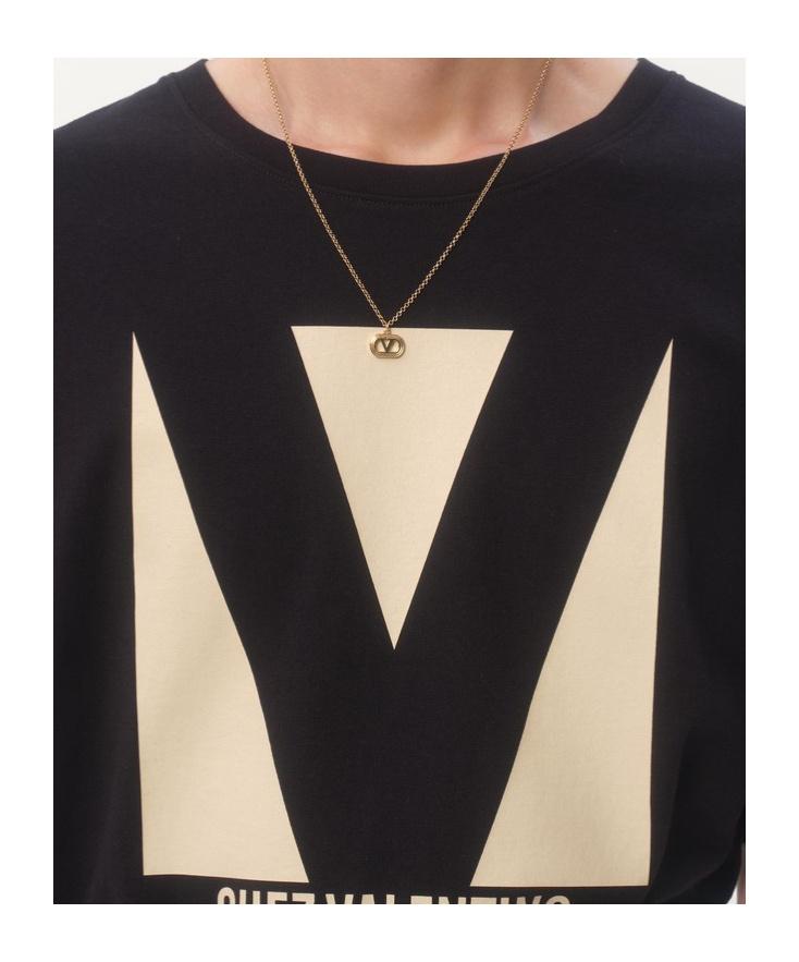 VALENTINO Crew Neck Short Sleeves T-shirts In Black Product Image