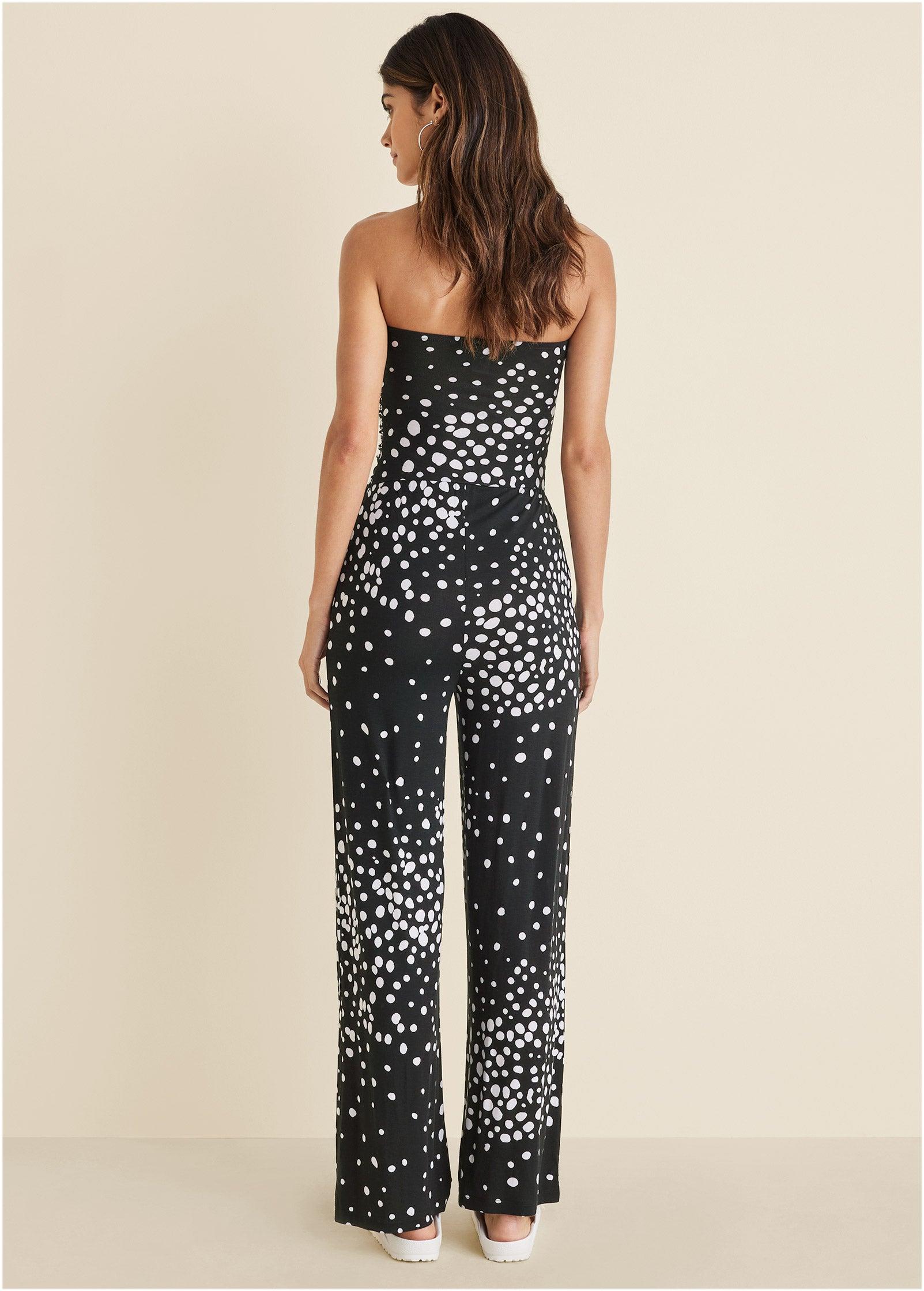 Strapless Printed Jumpsuit - Black & White Product Image