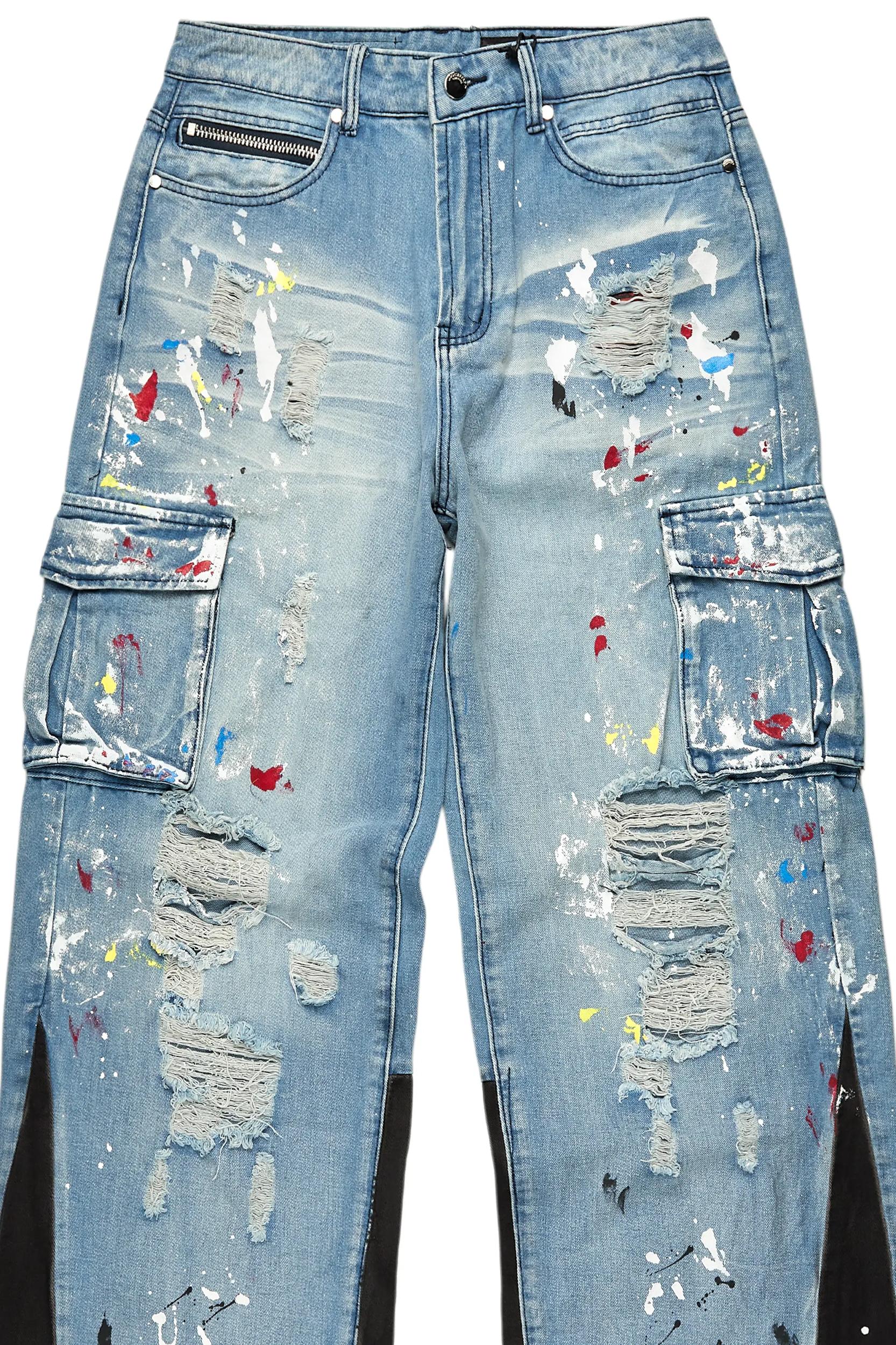 Dru Blue Painter Baggy Cargo Jean Male Product Image