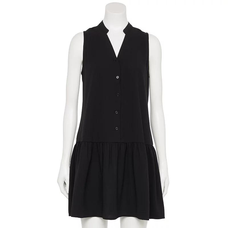 Womens Nine West Adaptive Button Front Ruffle Hem Dress, Womens Product Image