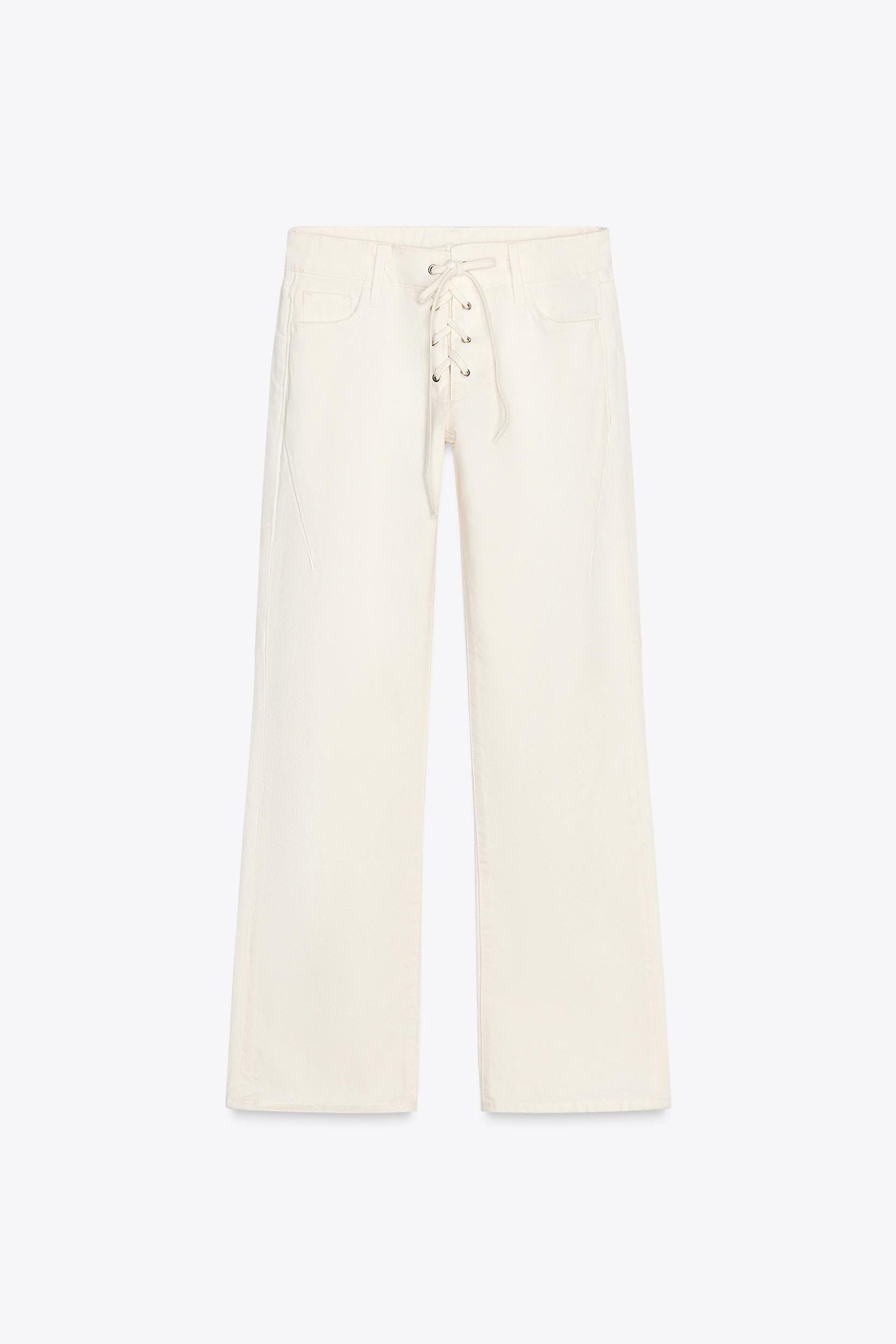 ZW COLLECTION FLARE MID-RISE JEANS WITH TIES Product Image