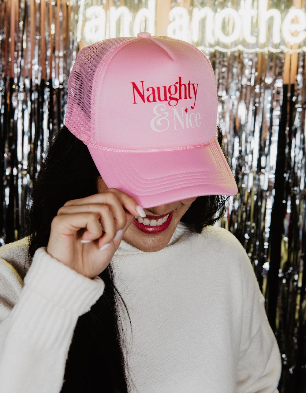 KATYDID Naughty & Nice Foam Trucker Hat - LIGHT PINK Product Image